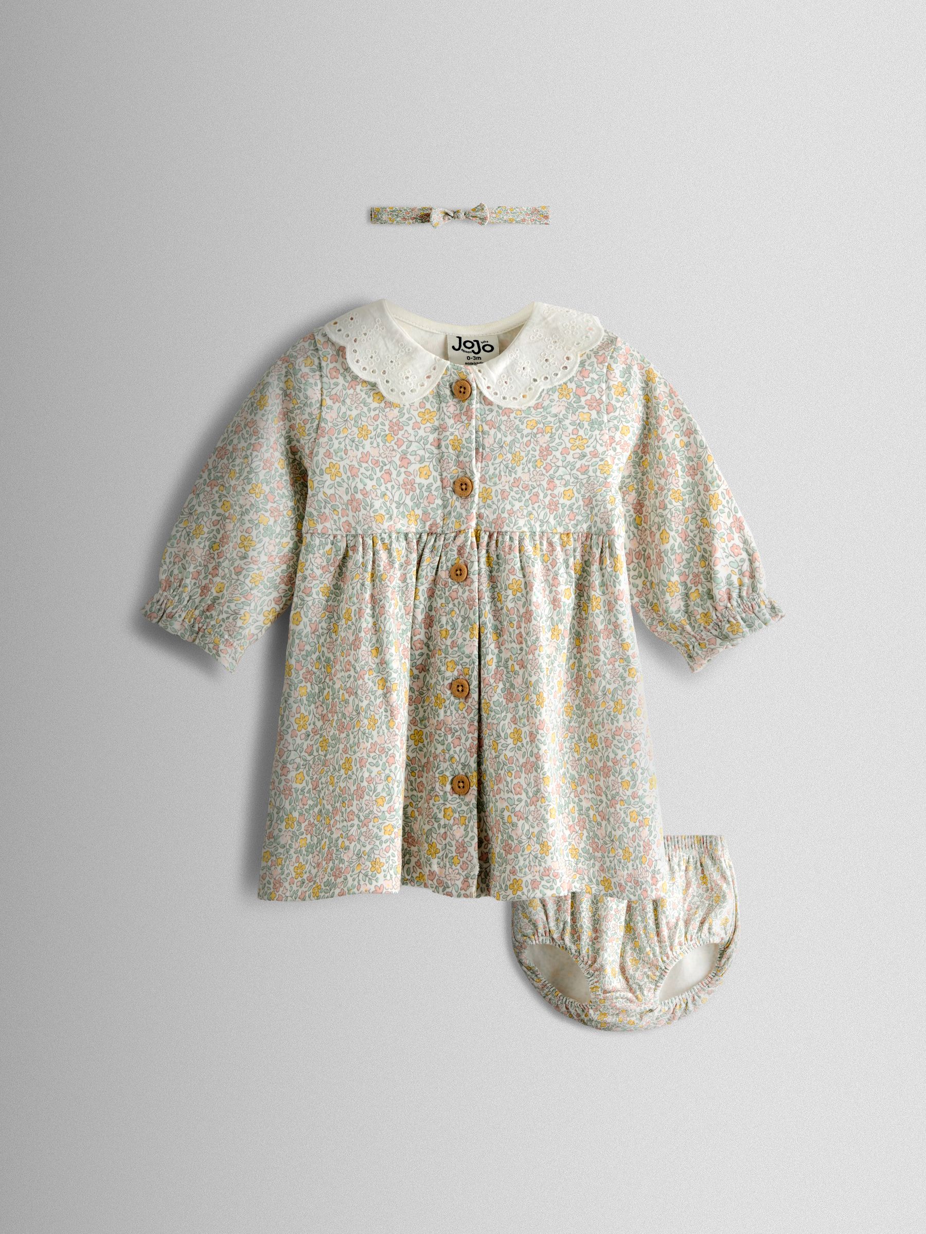 Cream Ditsy Floral Ditsy Dress & Knicker Set - Image 1 of 6