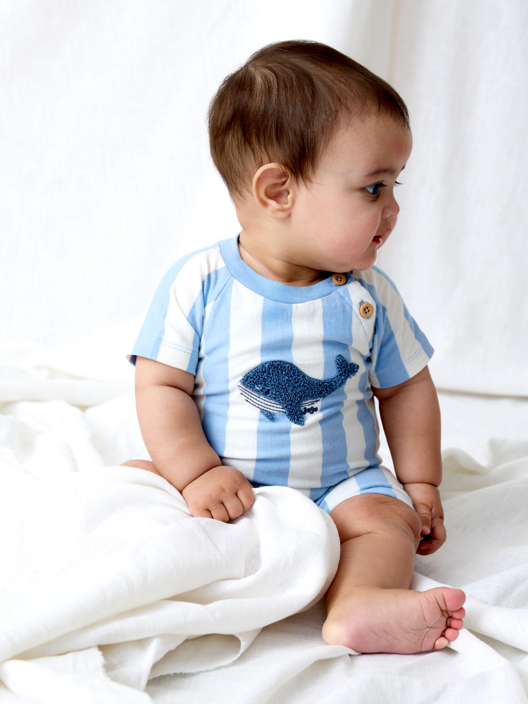 Blue Whale Appliqué Romper & Hat Set - Image 1 of 8