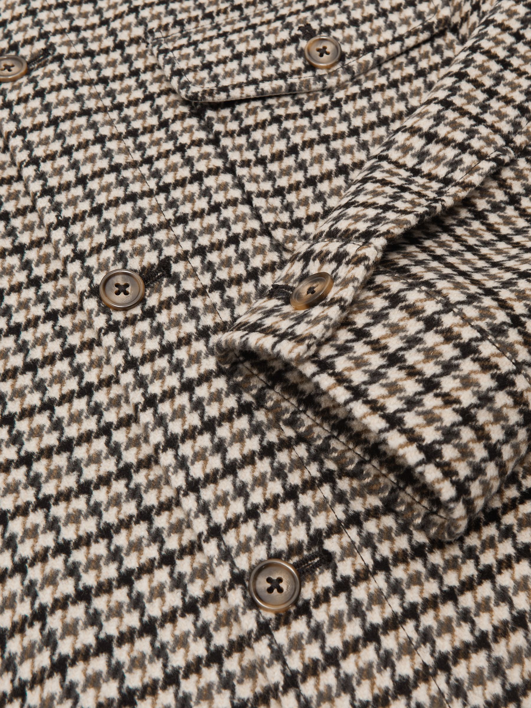 Wool-Blend Houndstooth-Check Overshirt in Grey - image 3