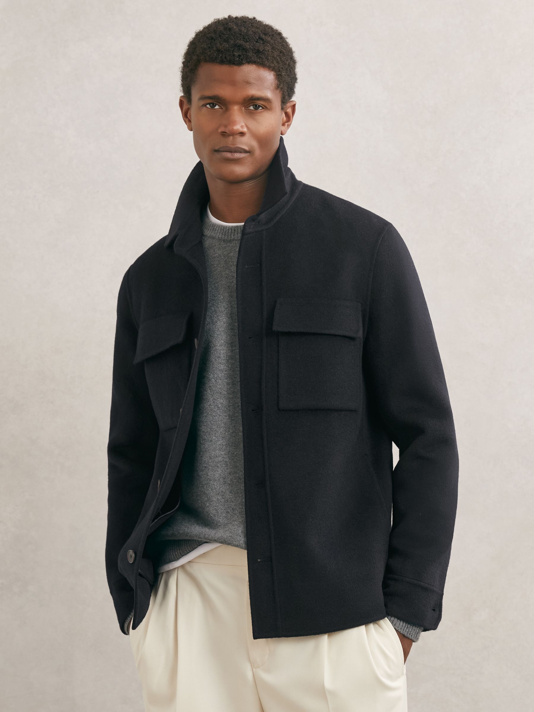 Wool-blend Twin-pocket Overshirt