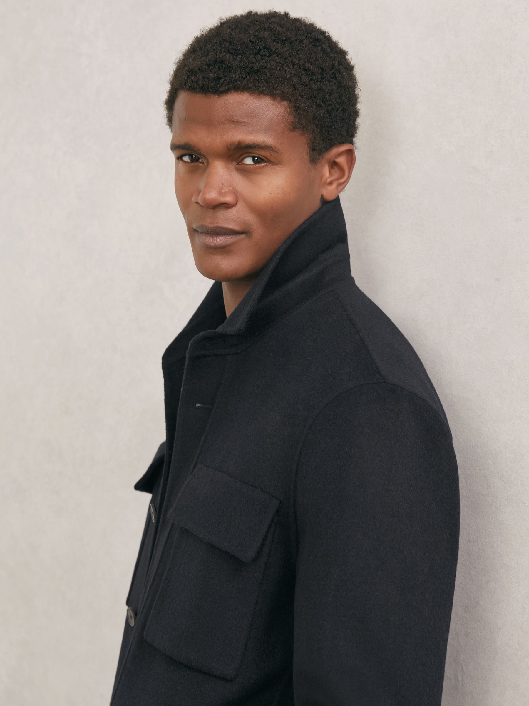 Wool-Blend Twin-Pocket Overshirt in Navy - image 5