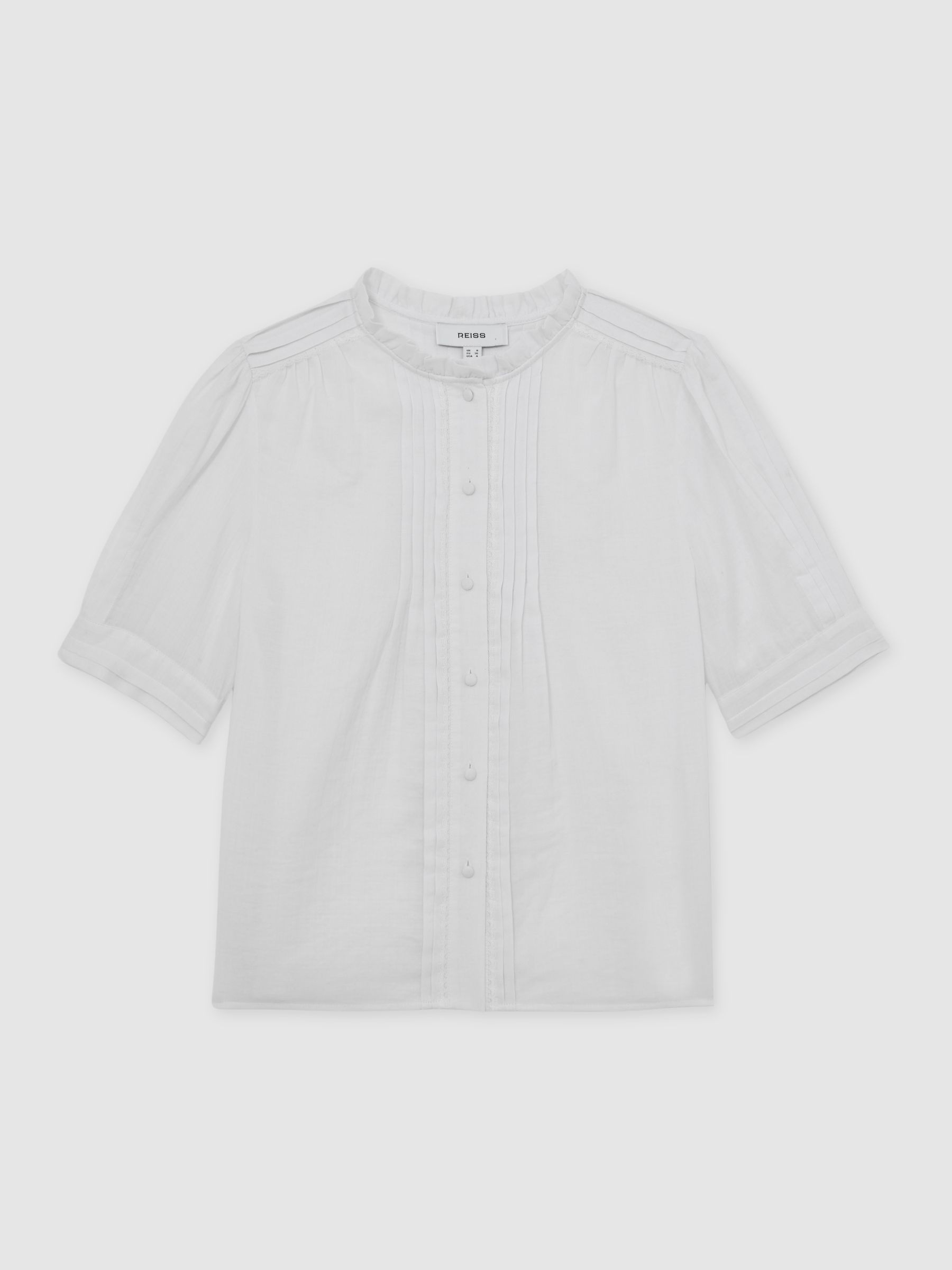 Cotton Cheesecloth Pleated Top in White - Image 2 of 6