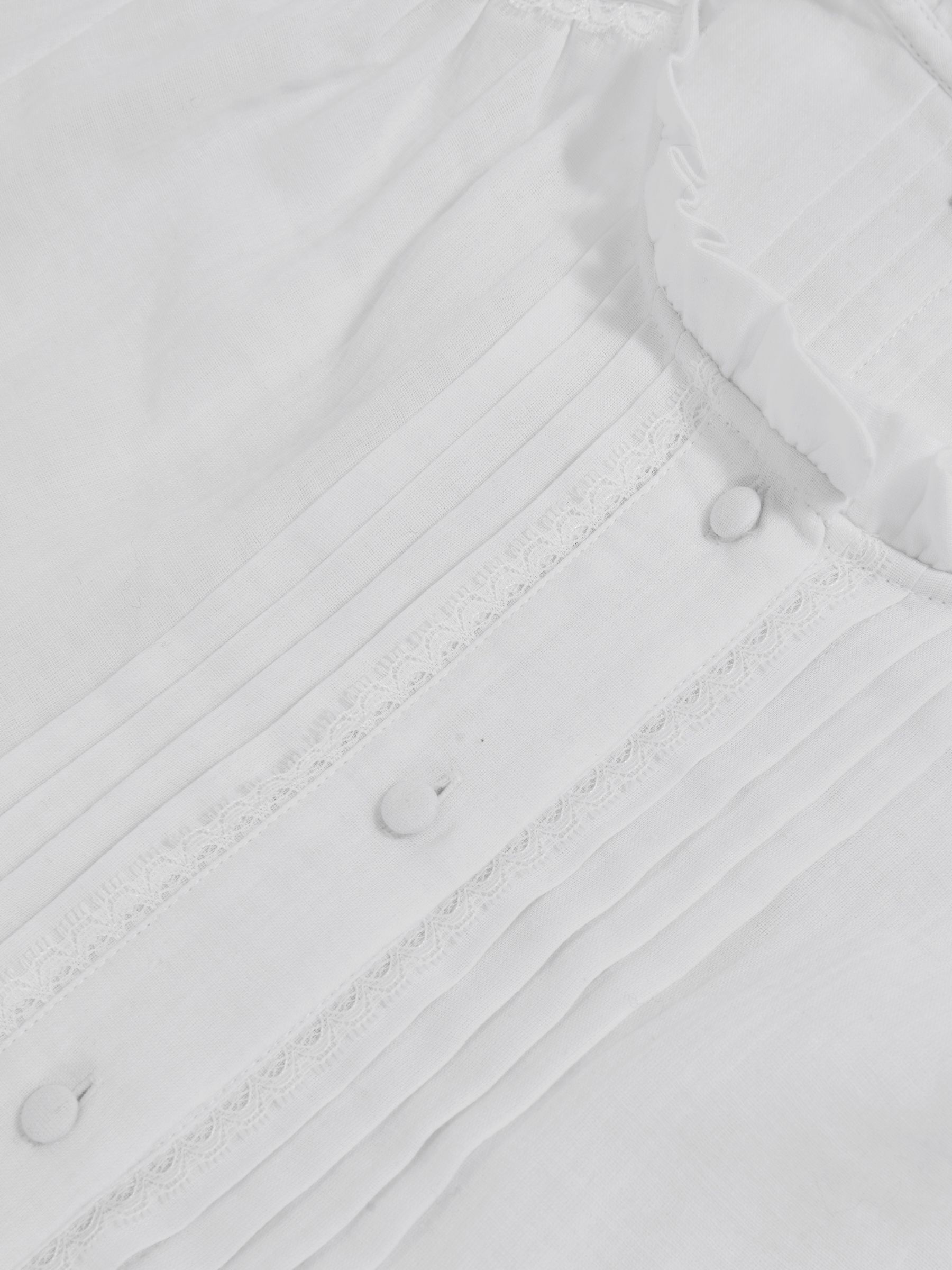 Cotton Cheesecloth Pleated Top in White - Image 6 of 6
