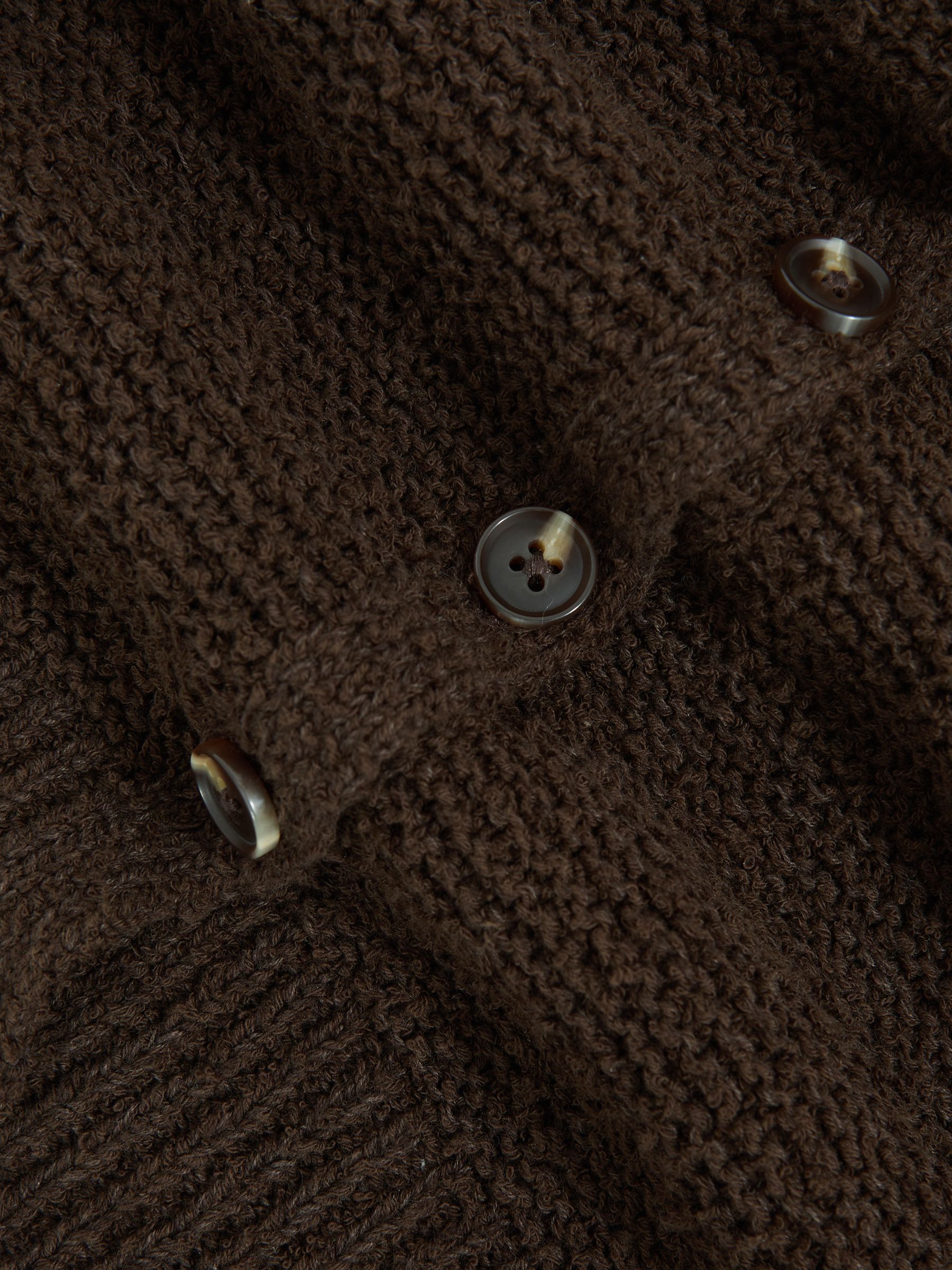 Cotton-Linen Button-Through Knit Top in Chocolate Brown - image 3
