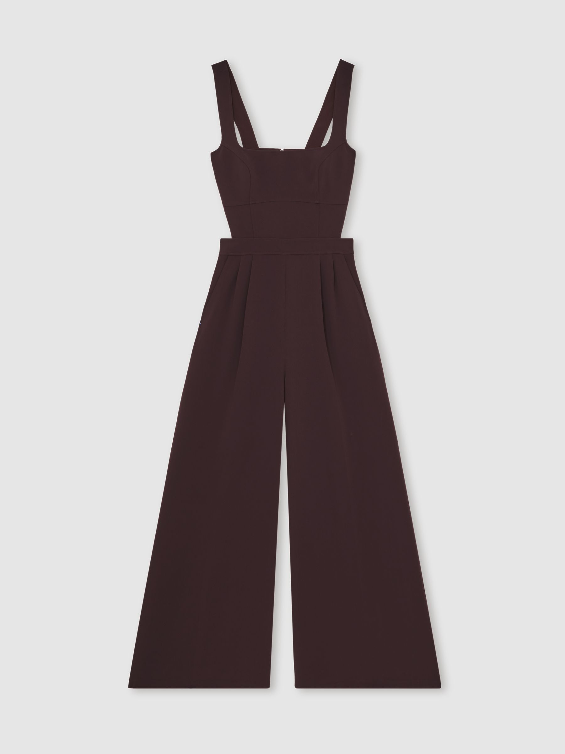 Wide-Leg Cut-Out Jumpsuit in Burgundy - Image 2 of 6