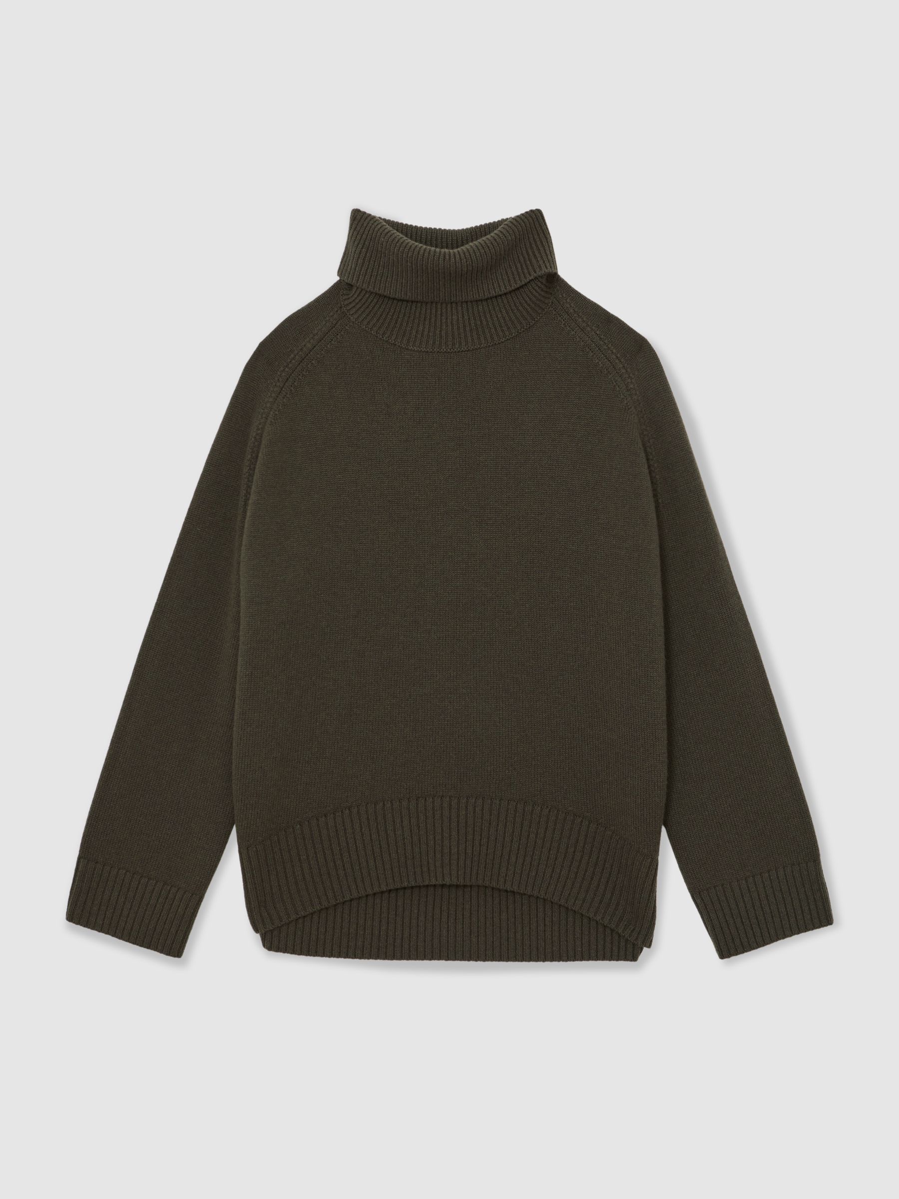 Wool-Cashmere Roll-Neck Jumper in Khaki Green - Image 2 of 6