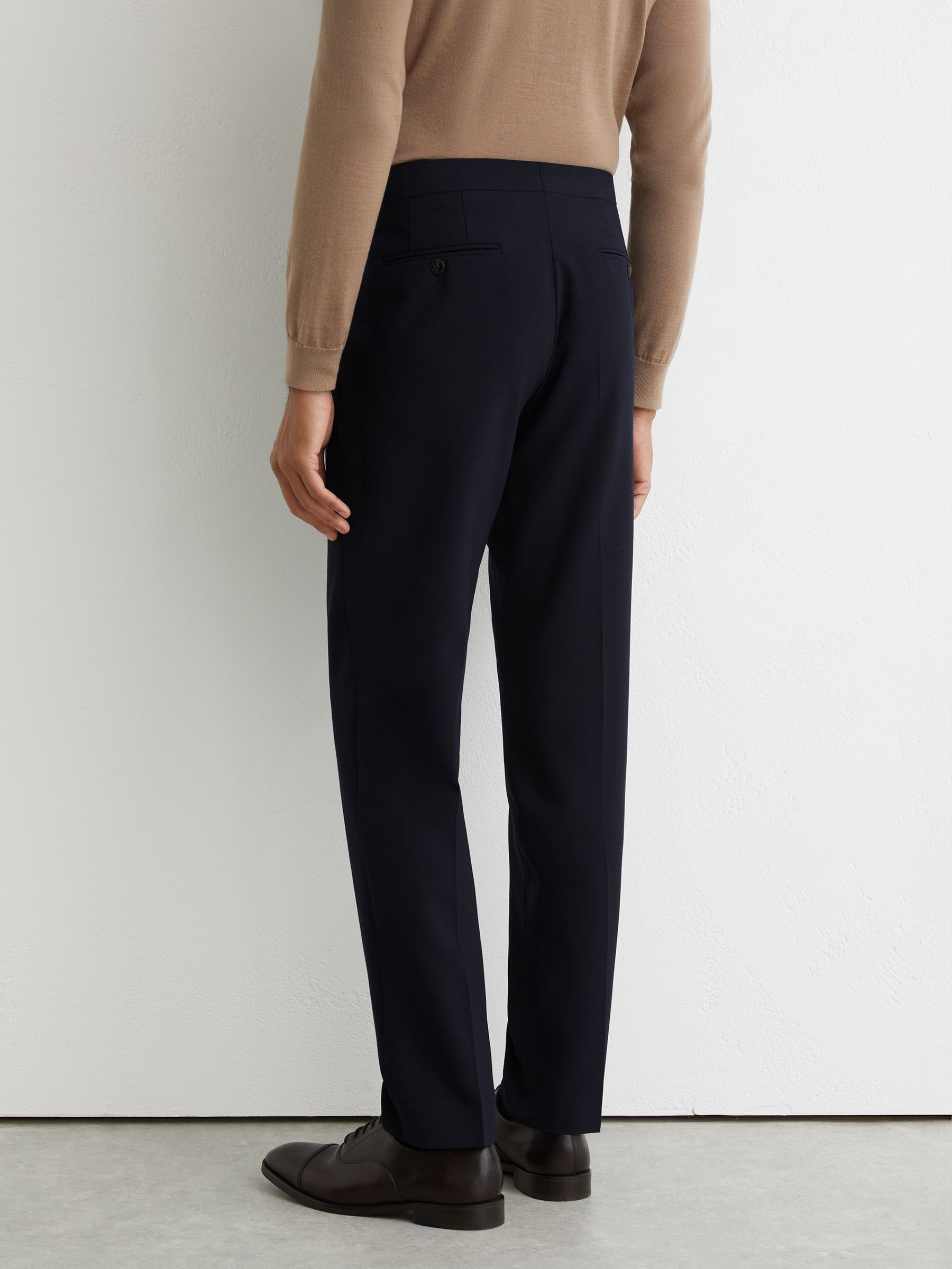 Tailored Fit Textured Suit Trousers With Wool in Navy - image 3