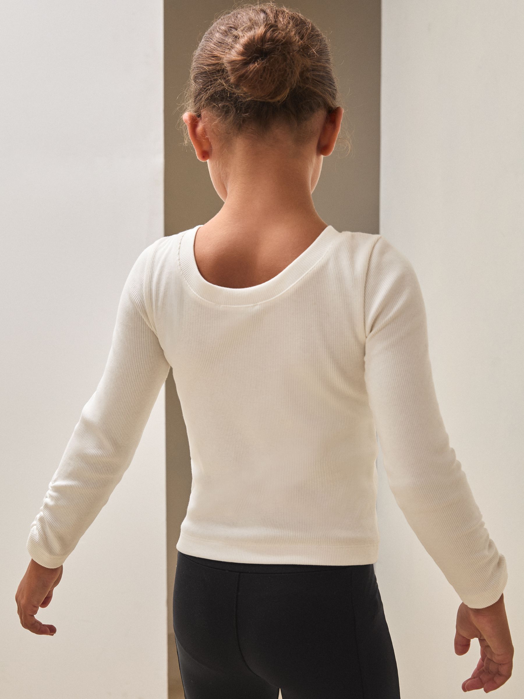 3-9 yrs Reiss | Royal Ballet Ruched Rib Top in Ecru - Image 4 of 5