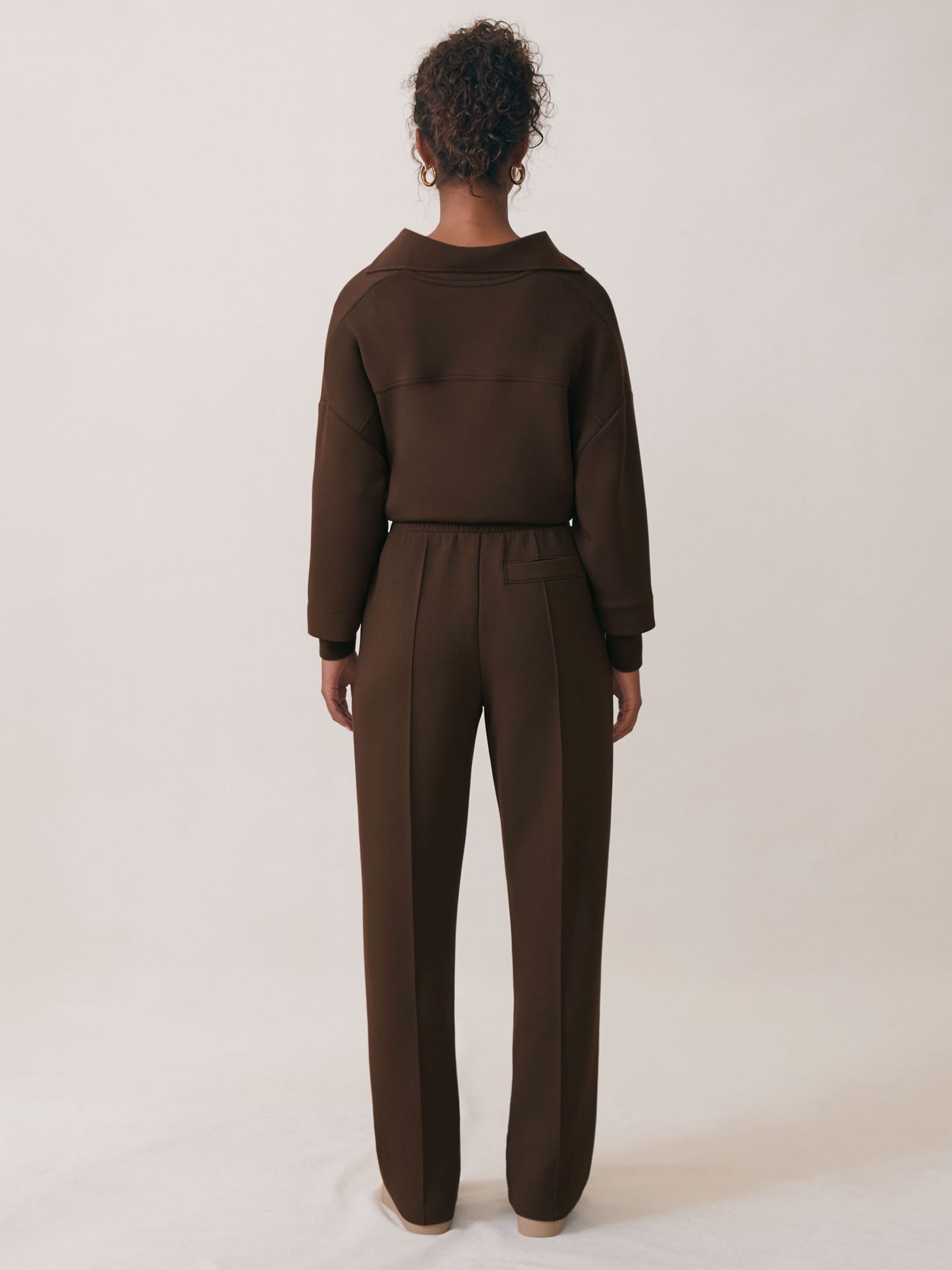 Premium Interlock Wide-Leg Joggers in Chocolate - image 4