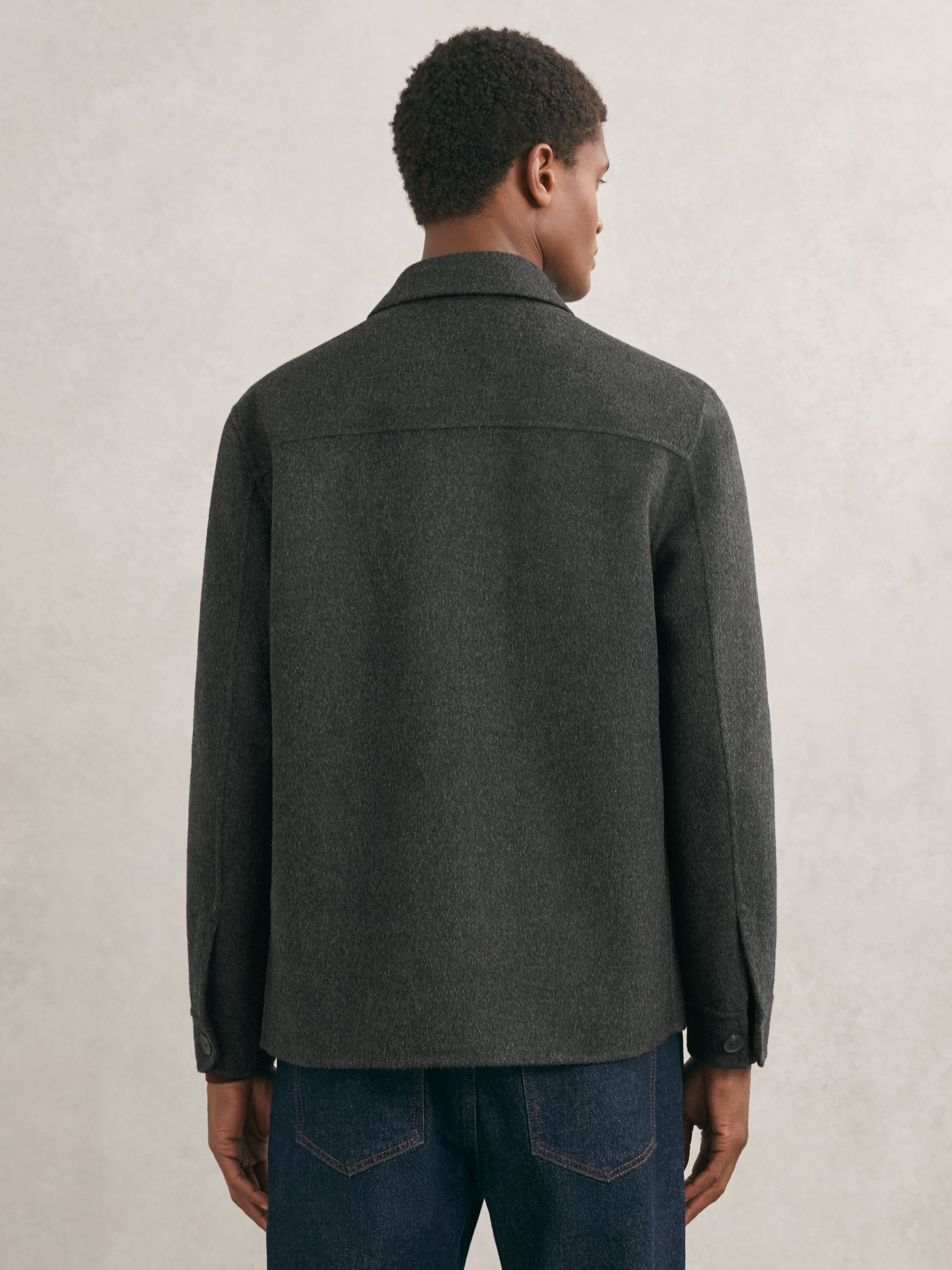 Wool-Blend Twin-Pocket Overshirt in Charcoal Grey - image 3