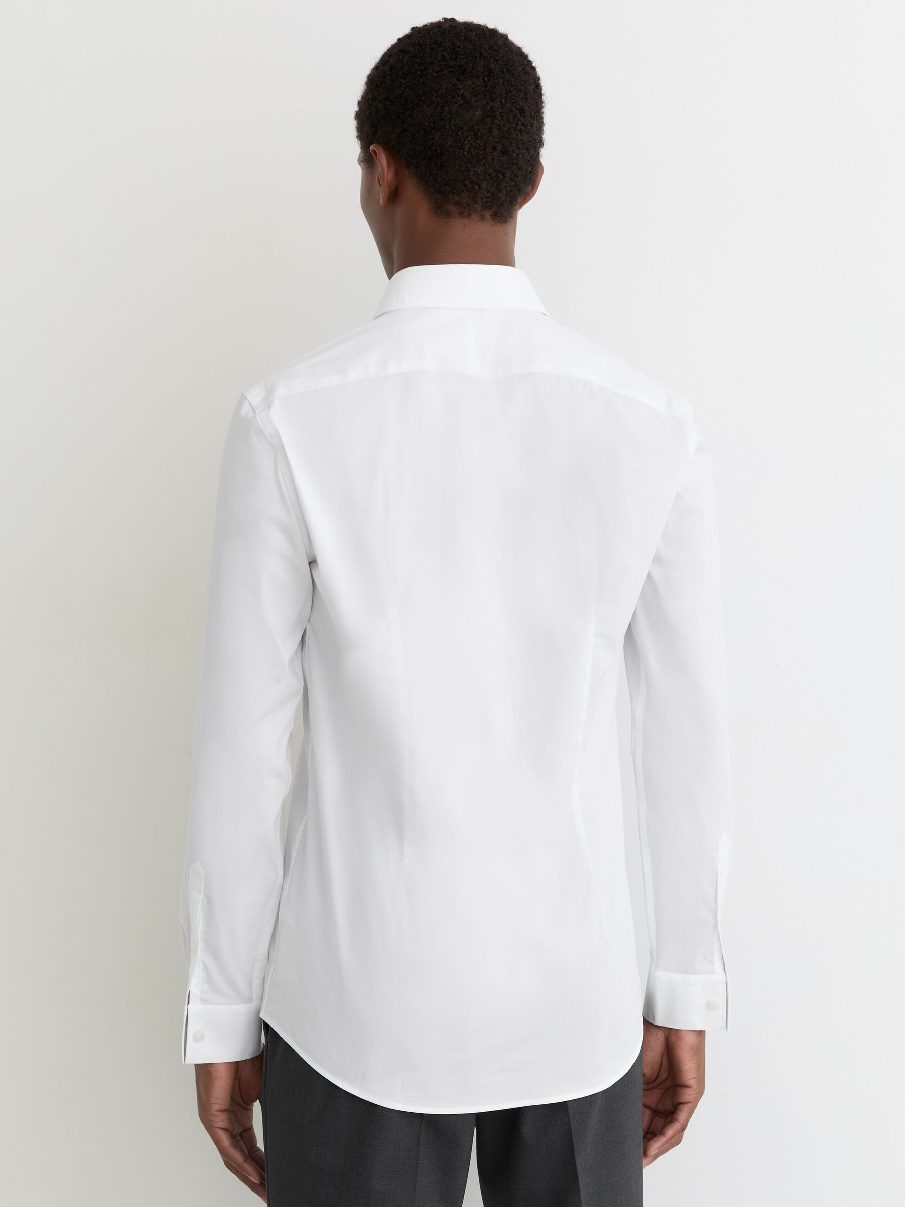 Stretch-Cotton Concealed-Placket Shirt Slim-Fit in White - Image 6 of 8