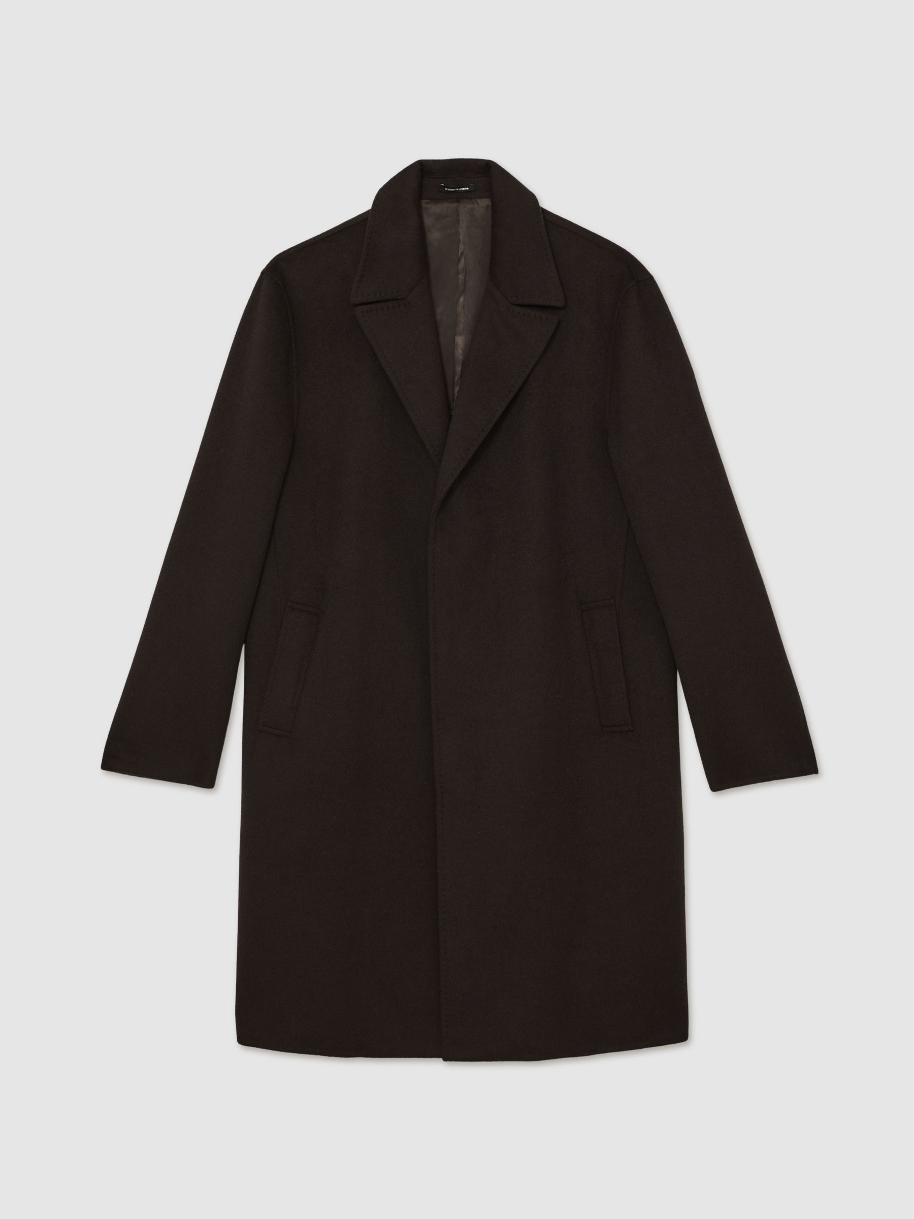 Wool-Blend Single-Breasted Overcoat in Dark Brown - image 1
