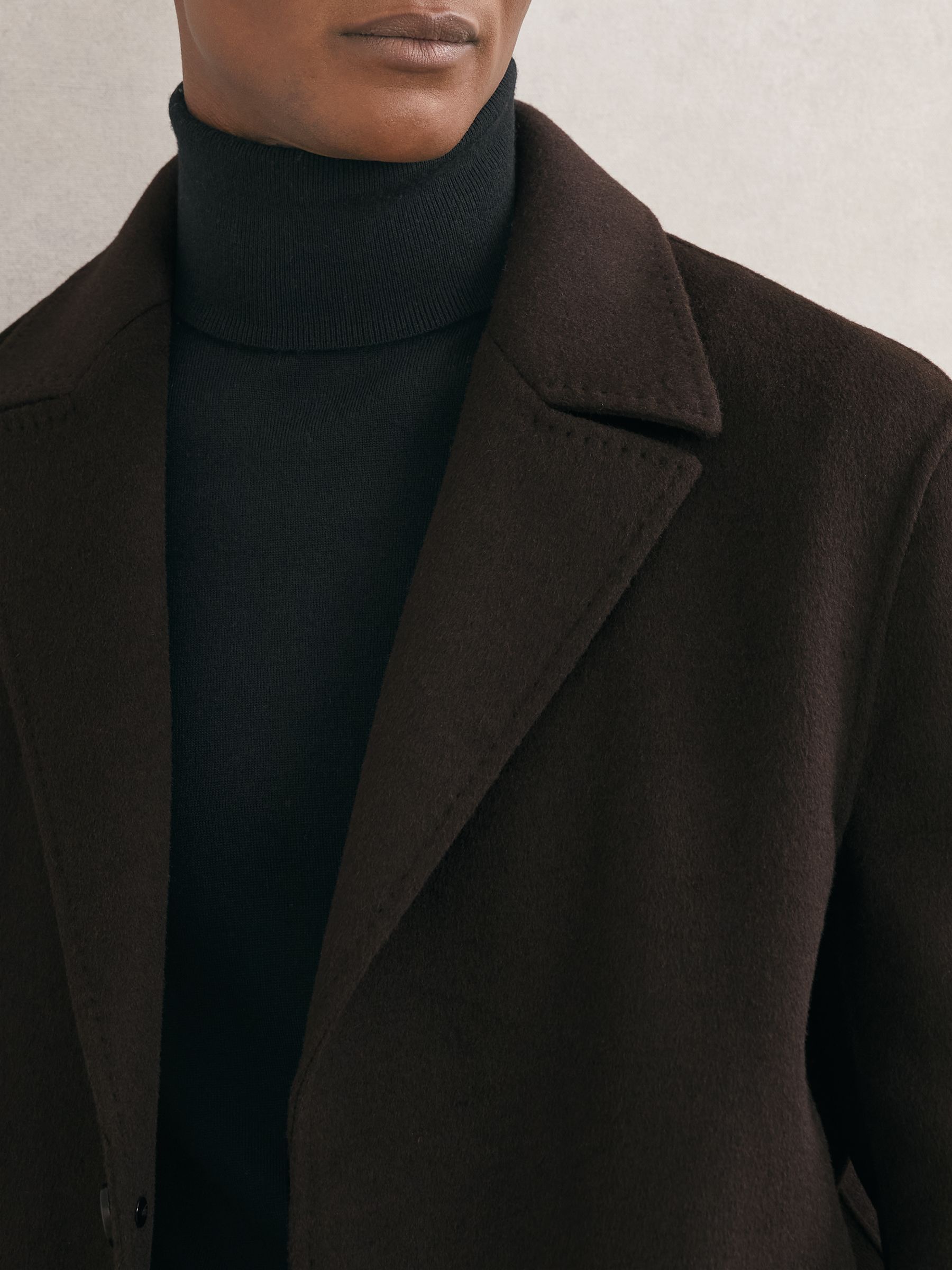 Wool-Blend Single-Breasted Overcoat in Dark Brown - Image 3 of 7