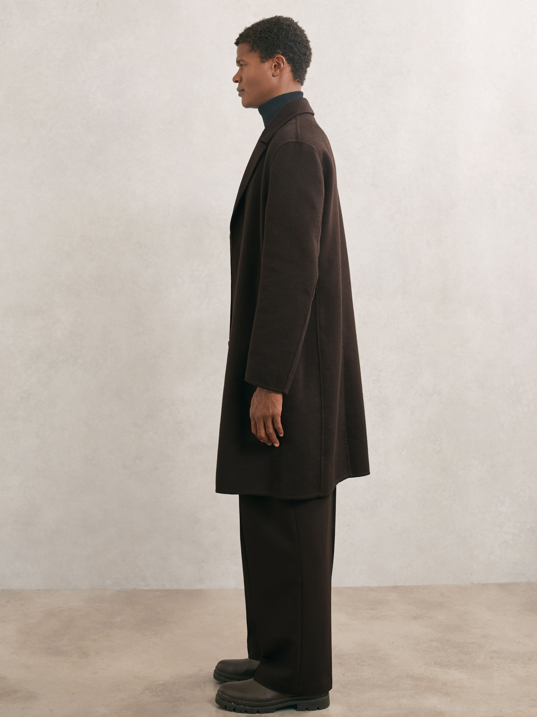 Wool-Blend Single-Breasted Overcoat in Dark Brown - image 4