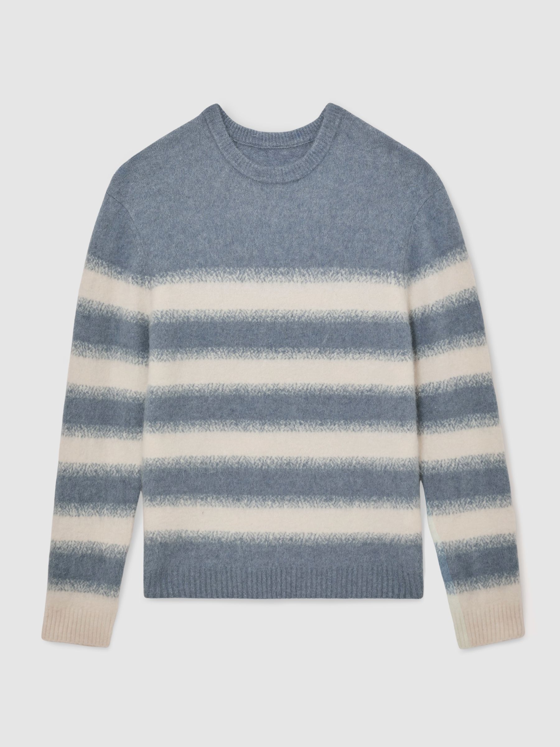 Wool-Alpaca Blend Stripe Jumper in Soft Blue/White - Image 2 of 6