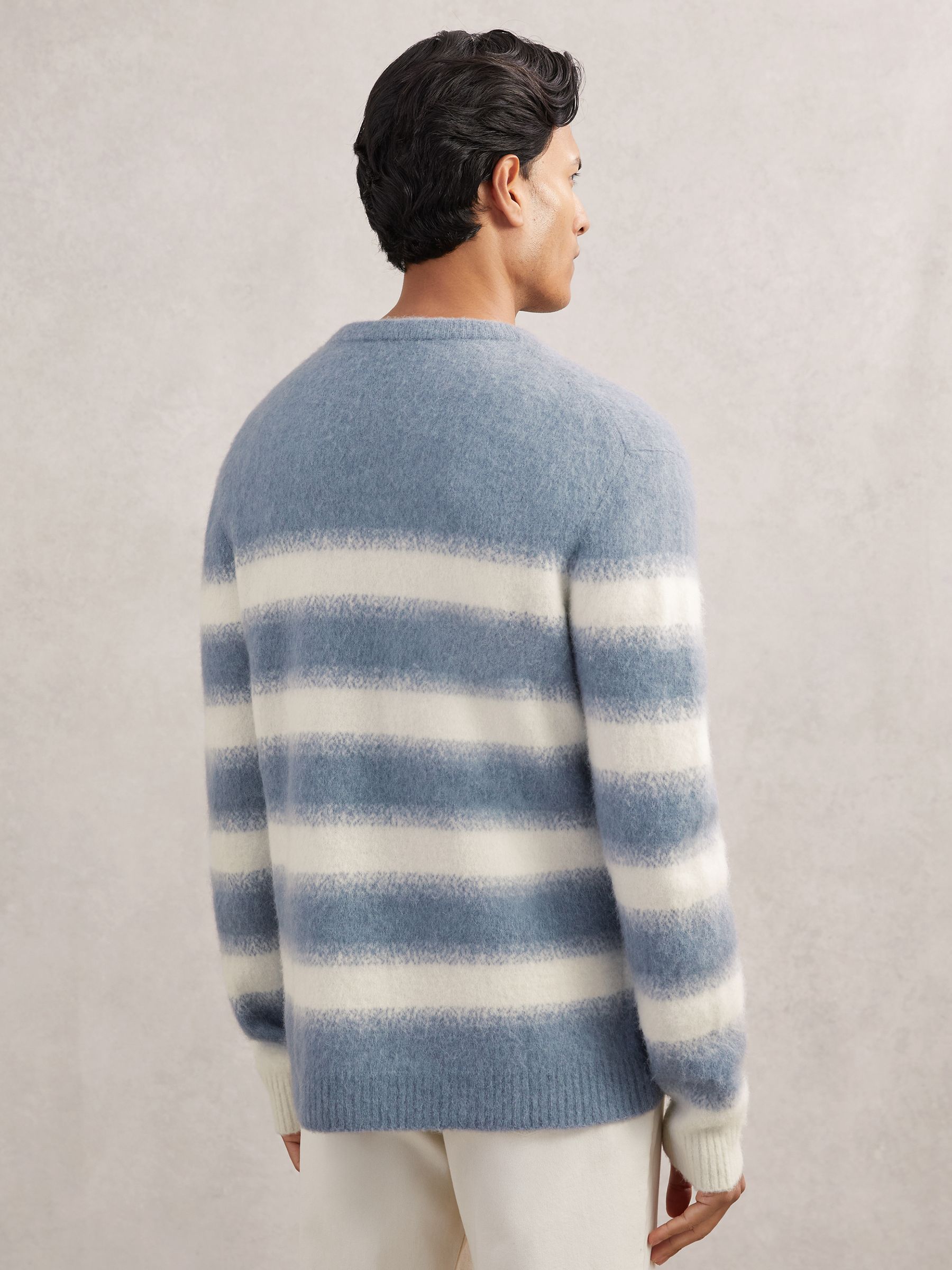 Wool-Alpaca Blend Stripe Jumper in Soft Blue/White - Image 5 of 6