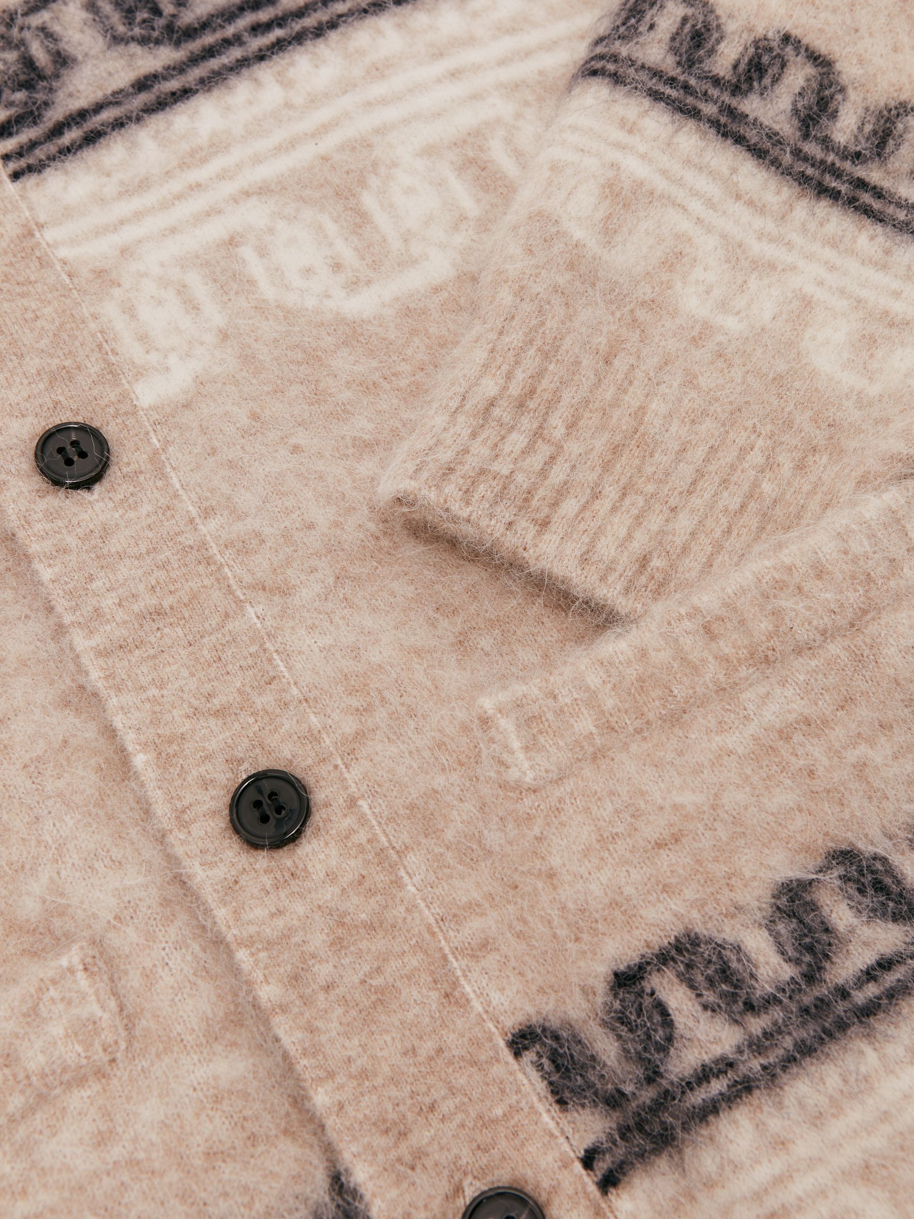 Wool Blend Fairisle Pattern Cardigan in Oatmeal - Image 7 of 7