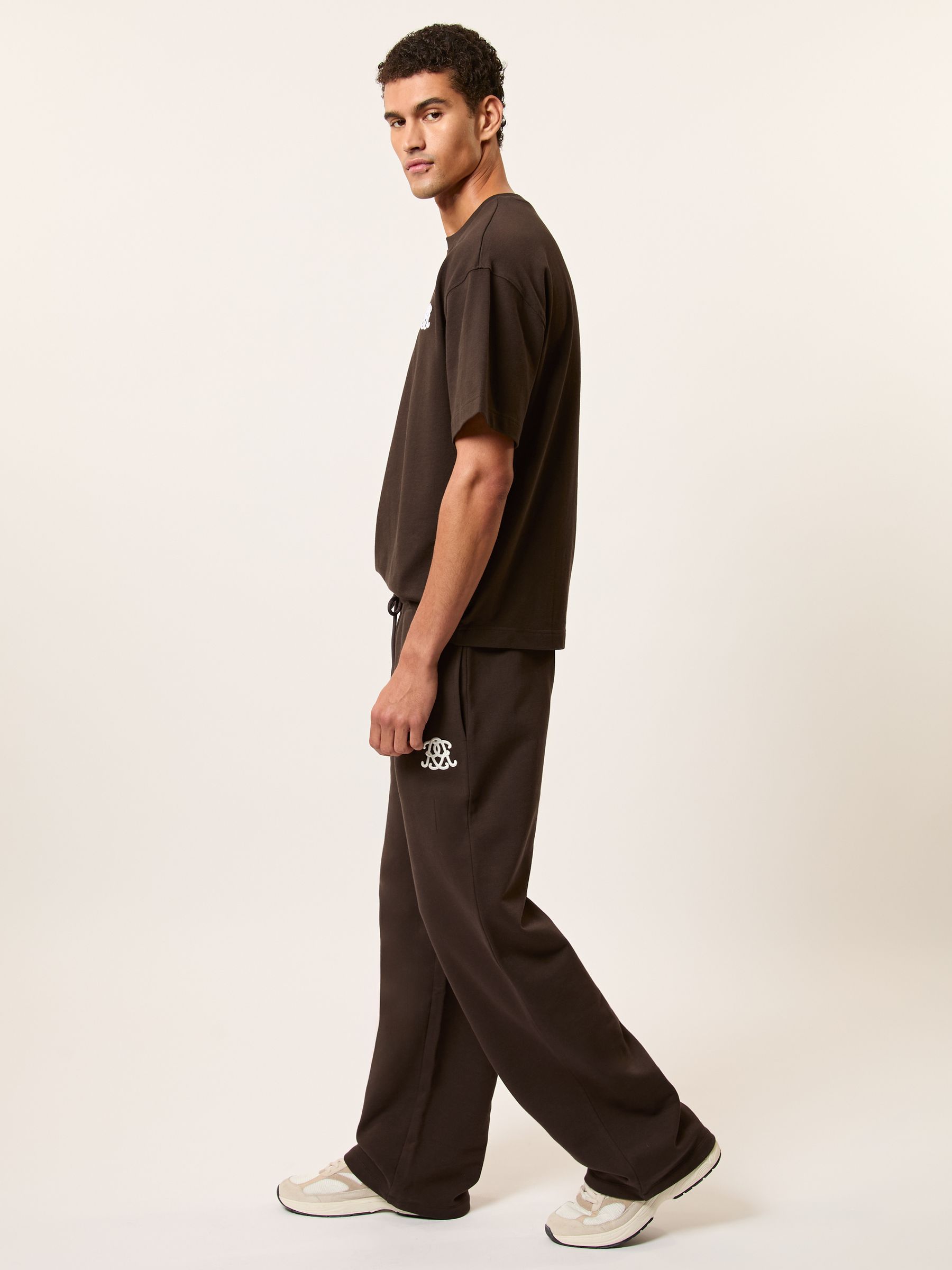 Monogram Cotton Wide-Leg Joggers in Brown - image 5