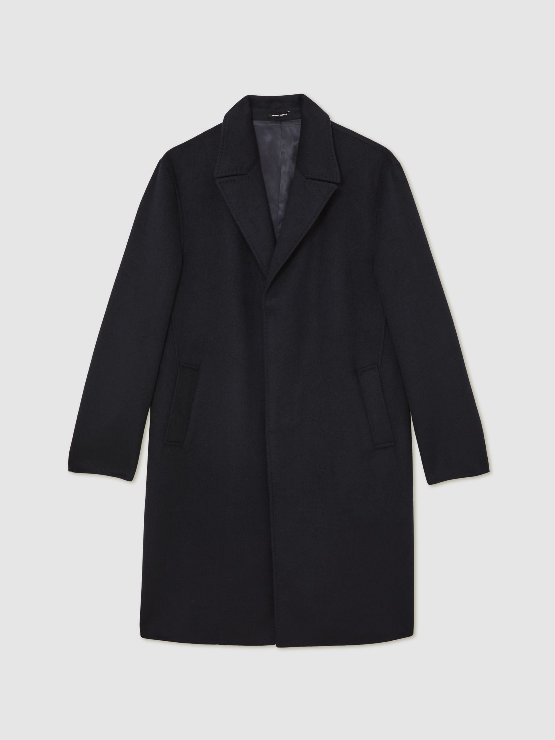 Wool-Blend Single-Breasted Overcoat in Navy - image 1