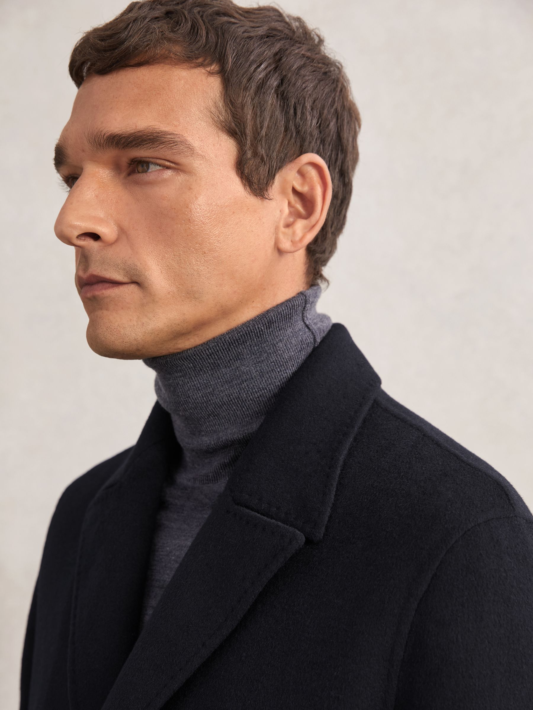 Wool-Blend Single-Breasted Overcoat in Navy - image 5