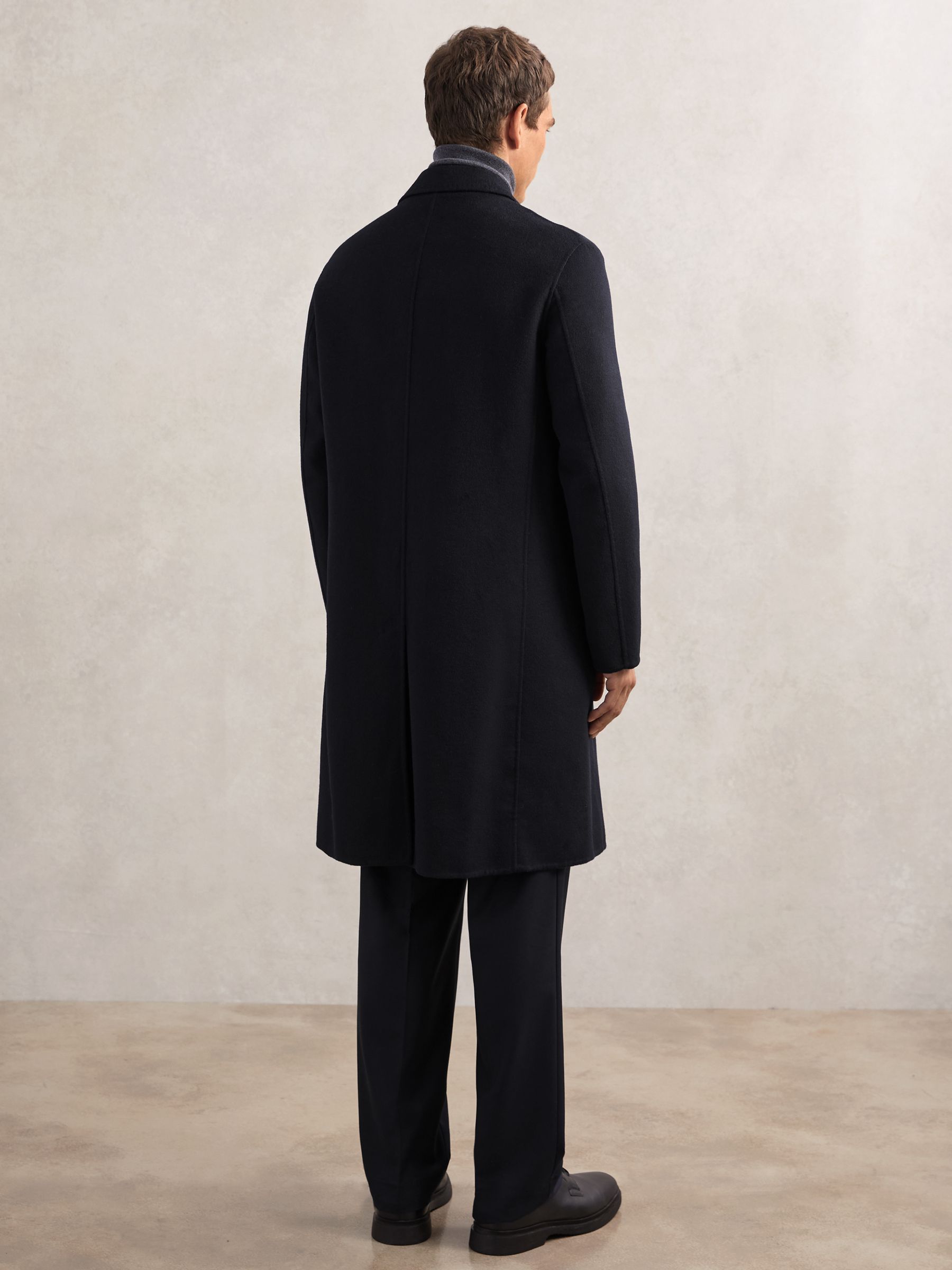 Wool-Blend Single-Breasted Overcoat in Navy - image 4