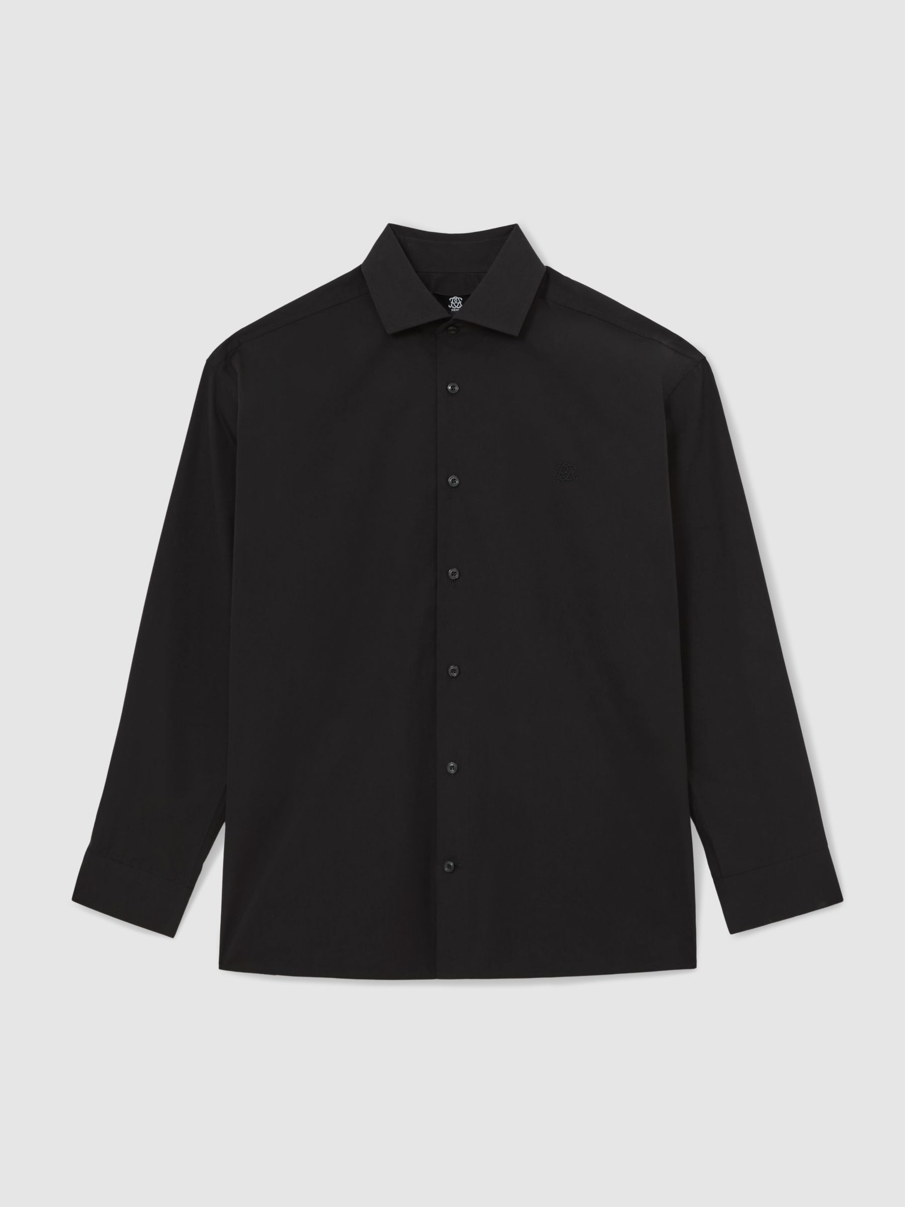 Monogram Cotton Oversized Shirt in Black - Image 2 of 6