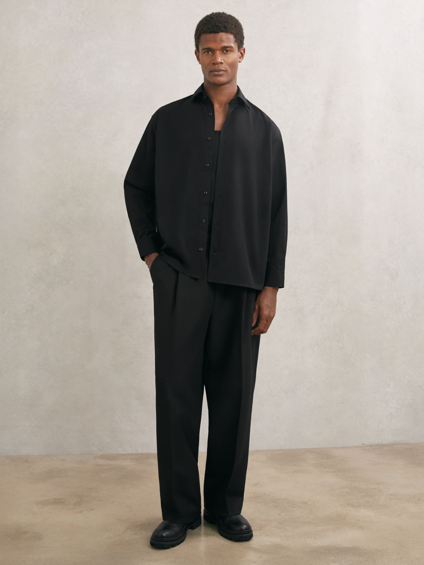 Monogram Cotton Oversized Shirt in Black - Image 3 of 6