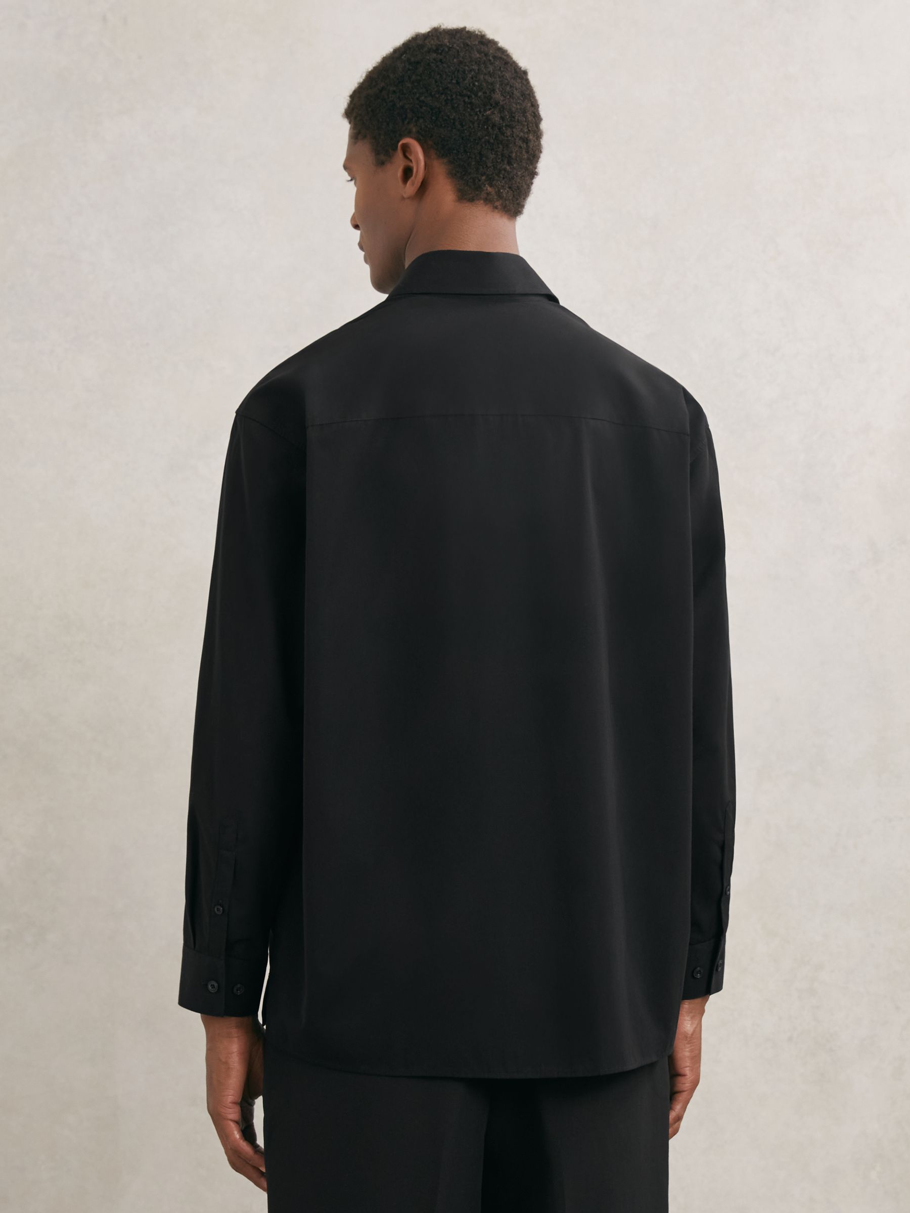 Monogram Cotton Oversized Shirt in Black - image 4