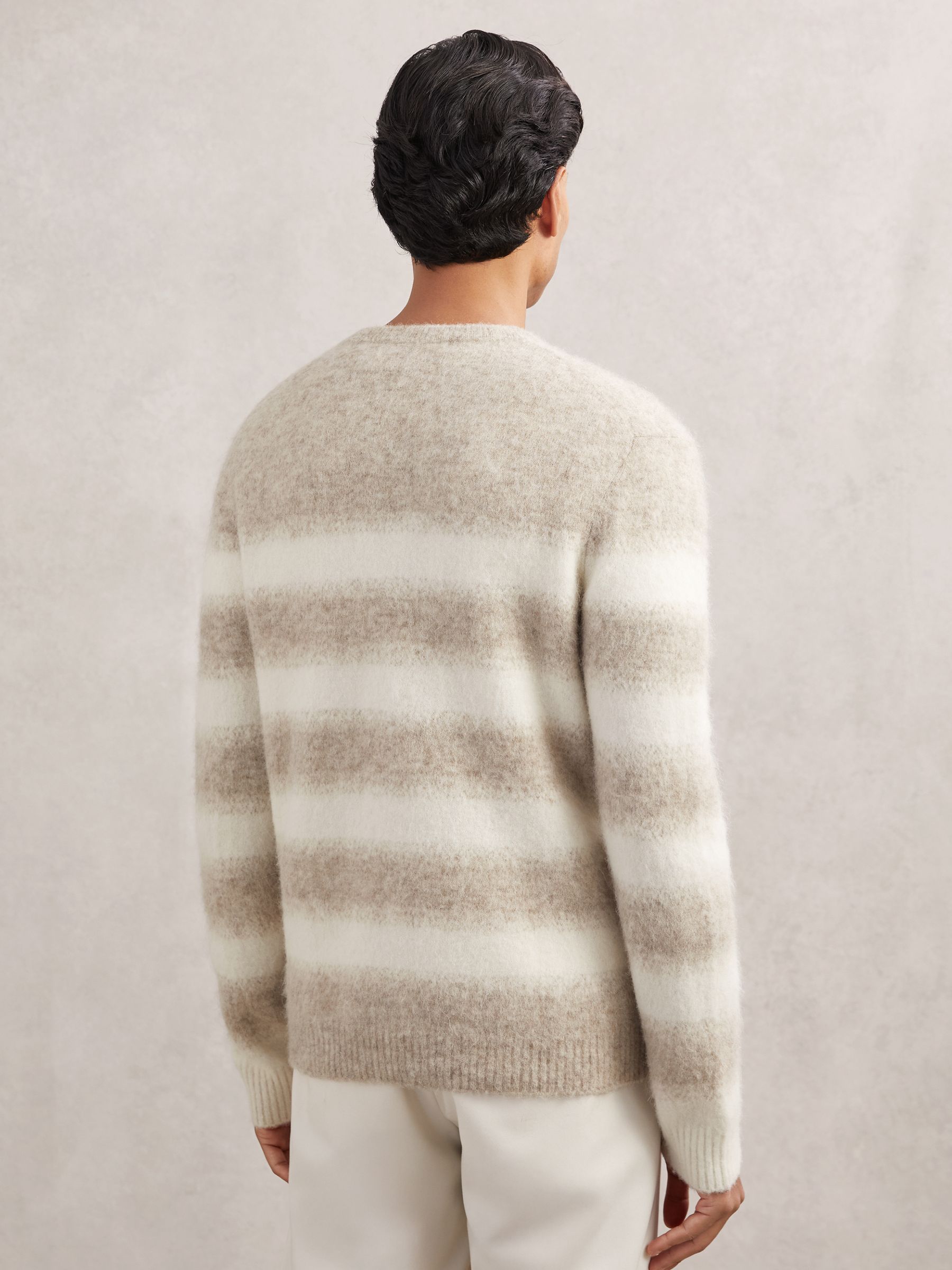 Wool-Alpaca Blend Stripe Jumper in Oatmeal/White - image 5