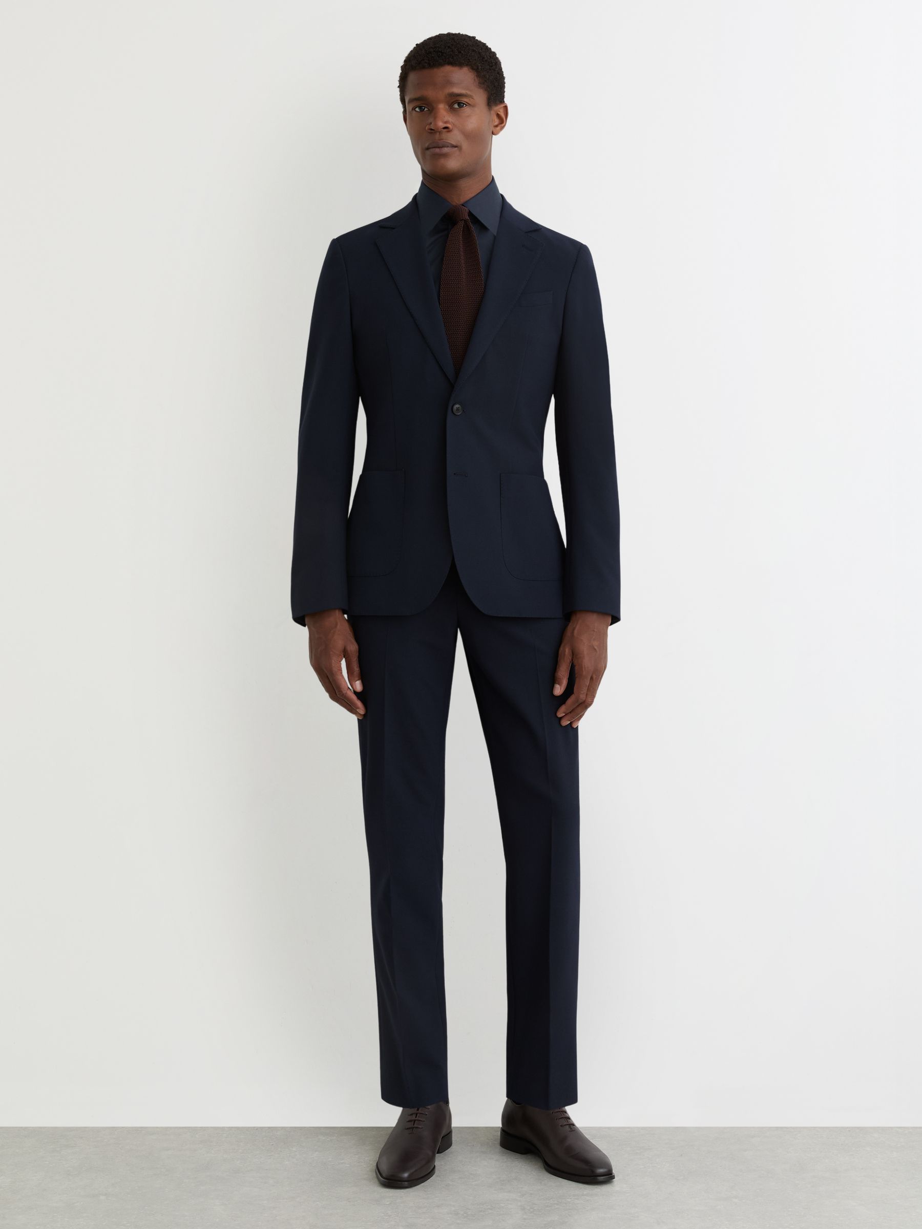 Stretch-Cotton Concealed-Placket Shirt Slim-Fit in Navy - Image 3 of 8