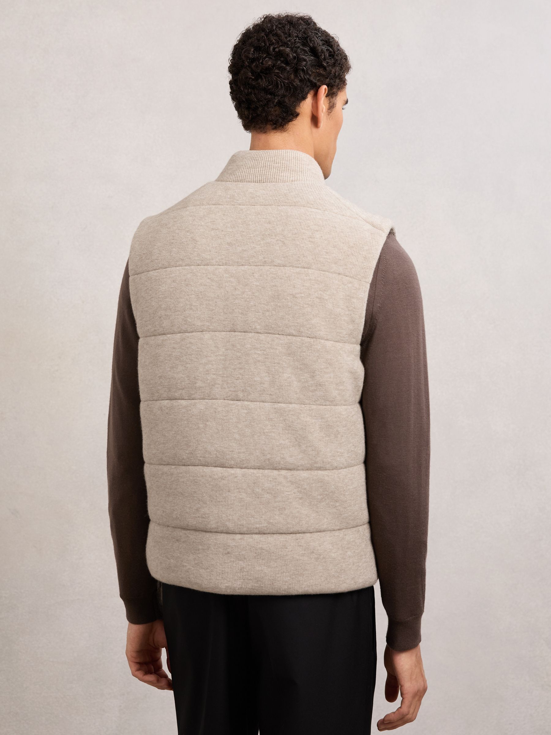 Rib-Knit Zip-Through Gilet in Oatmeal - Image 5 of 6