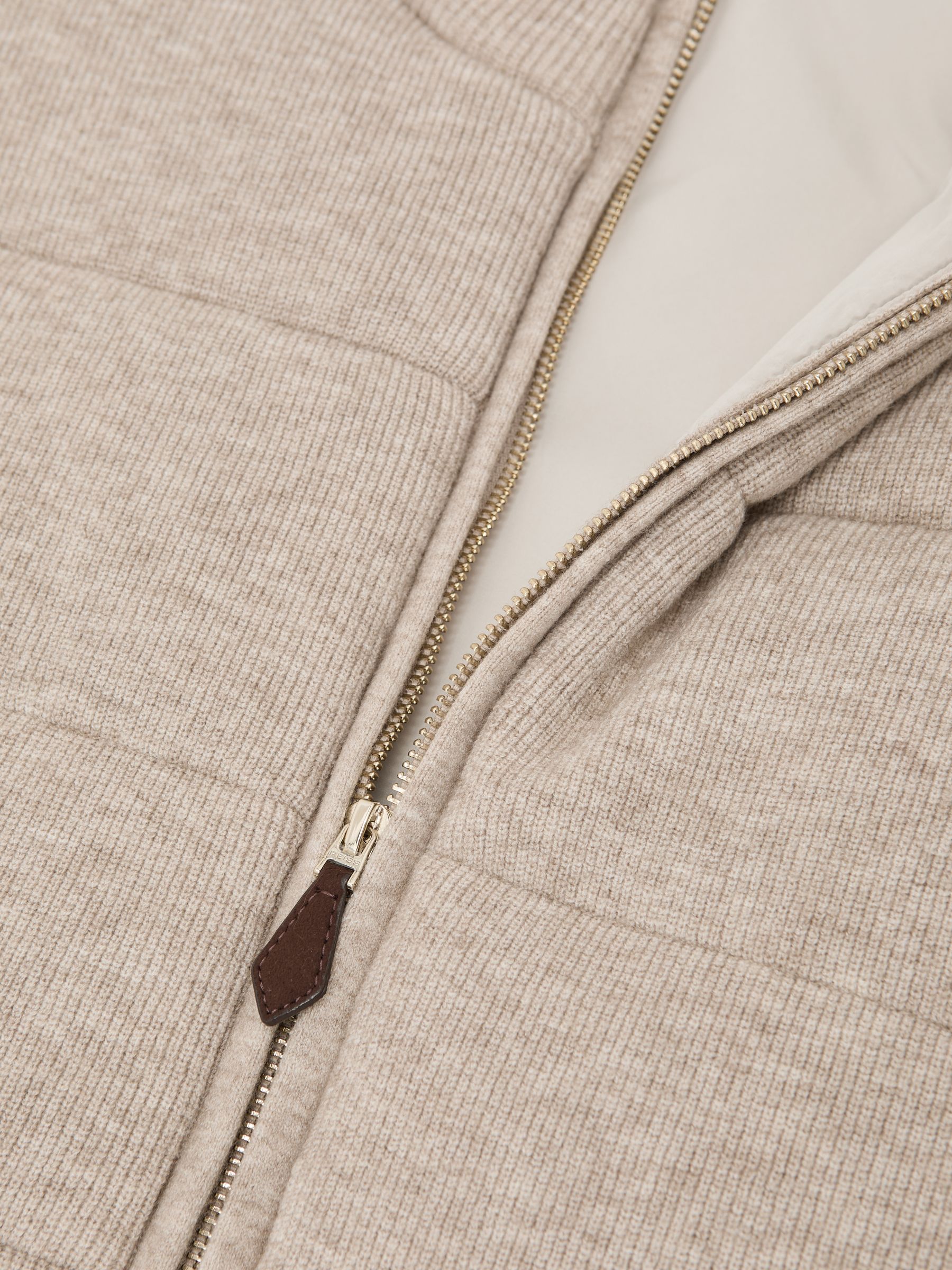 Rib-Knit Zip-Through Gilet in Oatmeal - Image 6 of 6
