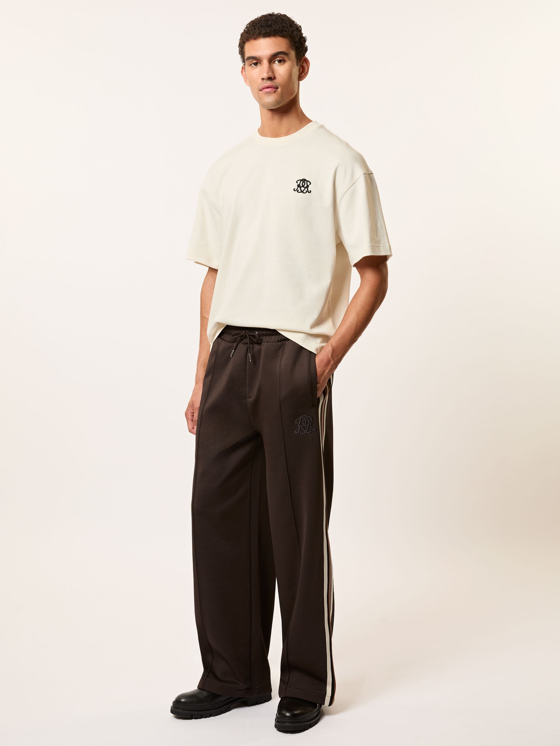 Monogram Cotton Wide-Leg Joggers in Brown - image 4