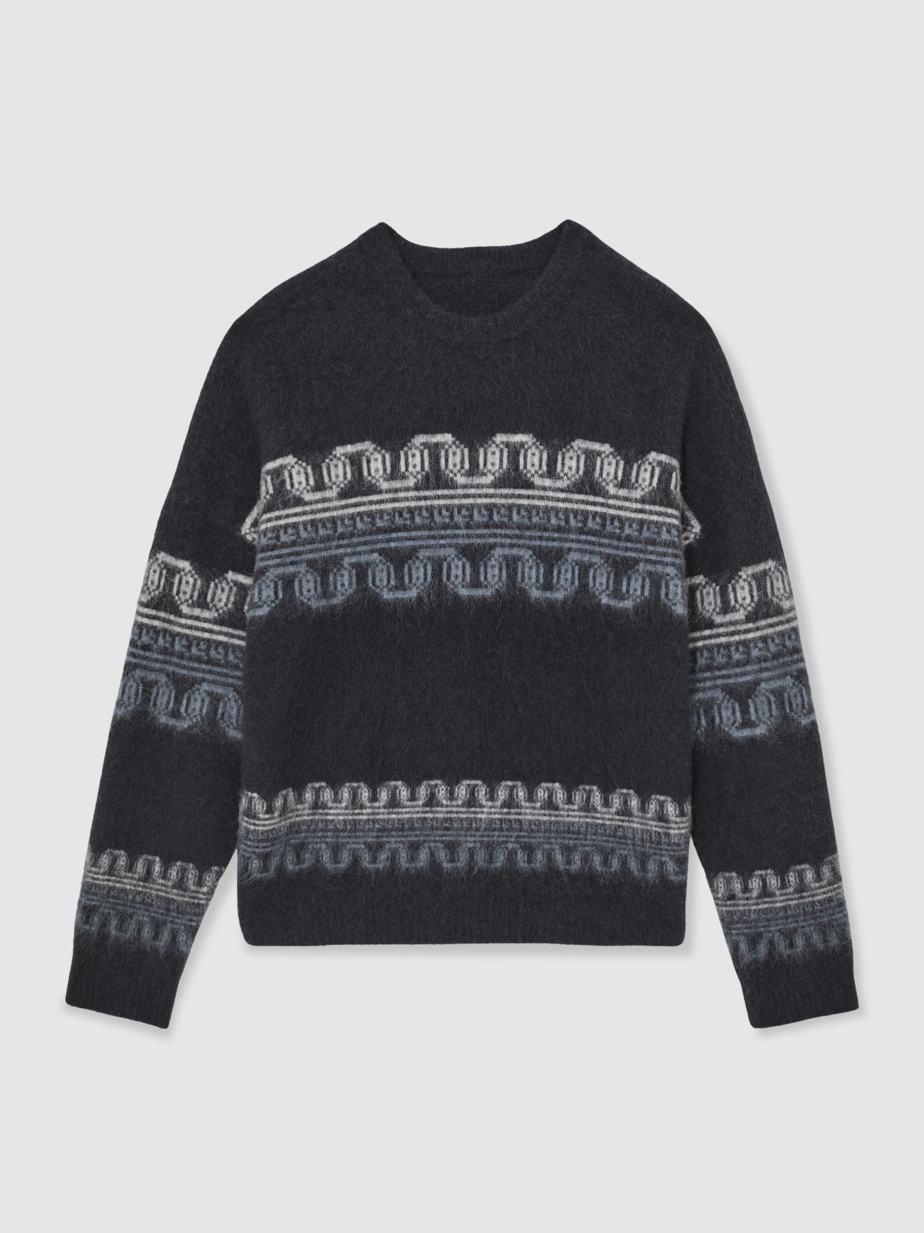 Wool-Alpaca Blend Fair Isle Jumper in Navy - Image 2 of 6