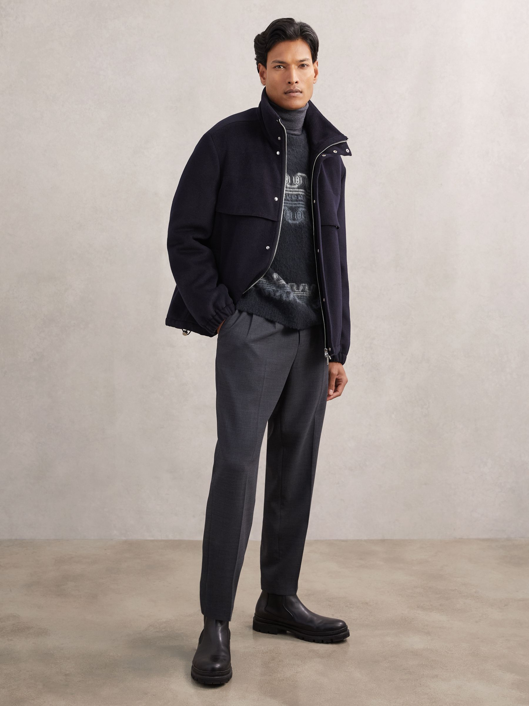 Wool-Alpaca Blend Fair Isle Jumper in Navy - Image 3 of 6