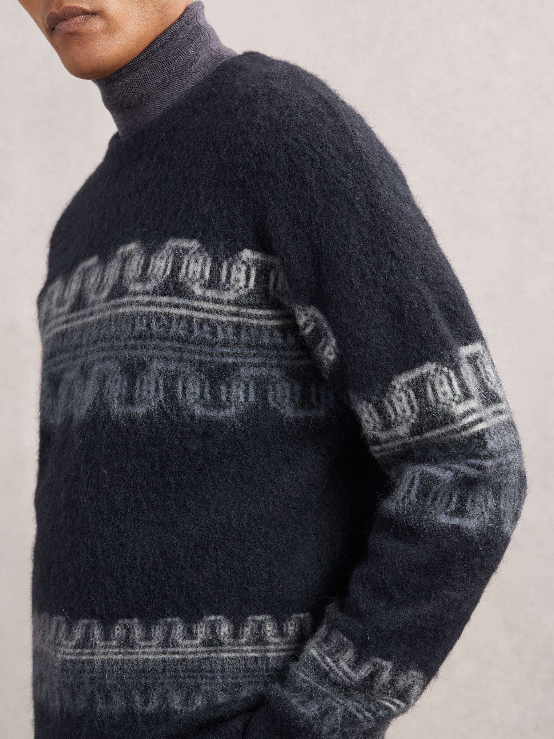 Wool-Alpaca Blend Fair Isle Jumper in Navy - Image 4 of 6