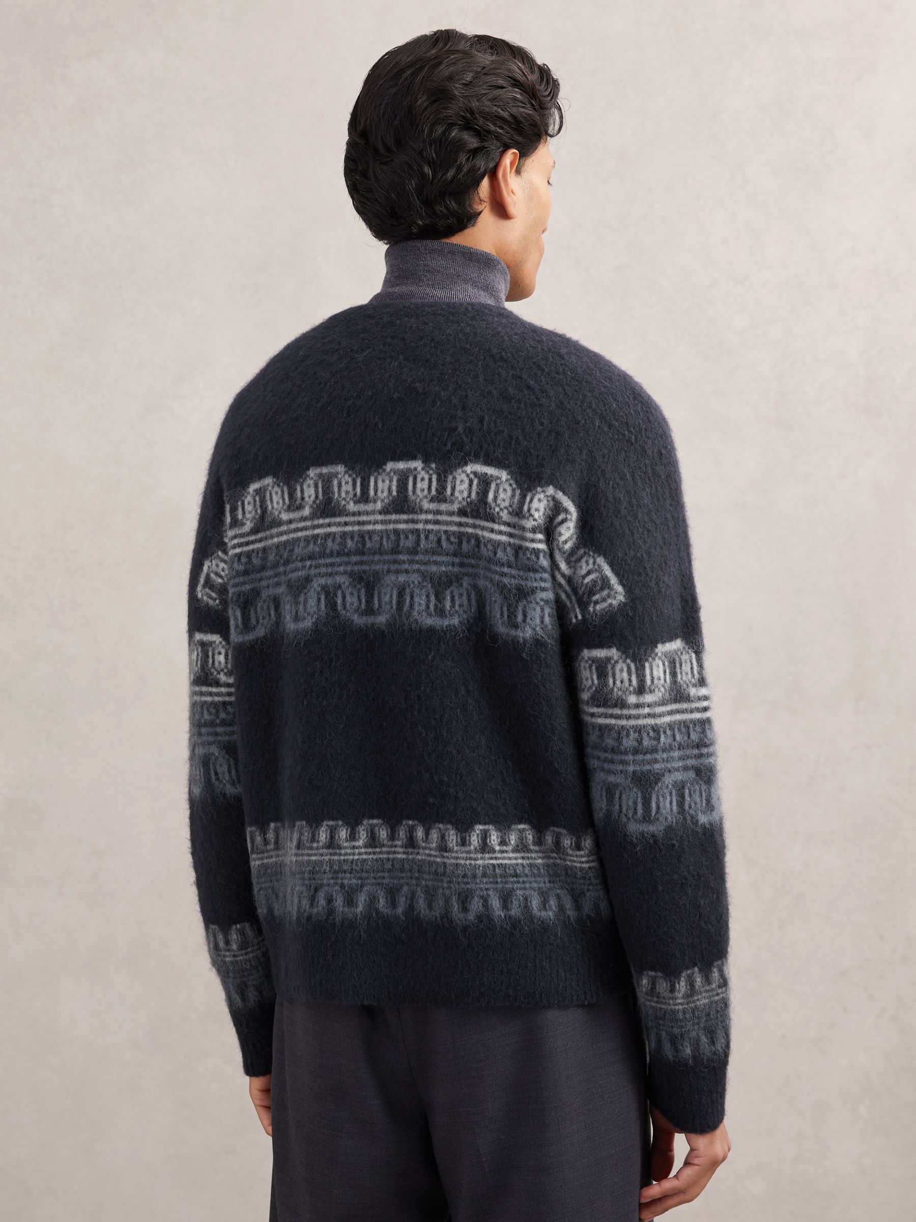 Wool-Alpaca Blend Fair Isle Jumper in Navy - Image 5 of 6