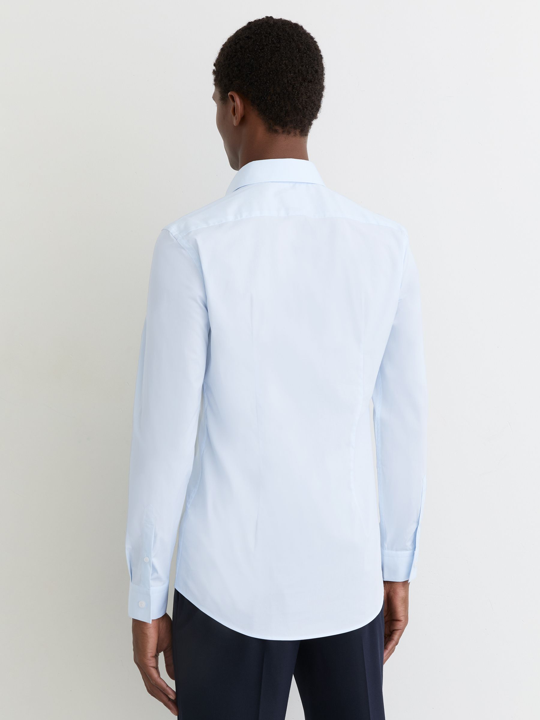 Stretch-Cotton Concealed-Placket Shirt Slim-Fit in Soft Blue - image 4