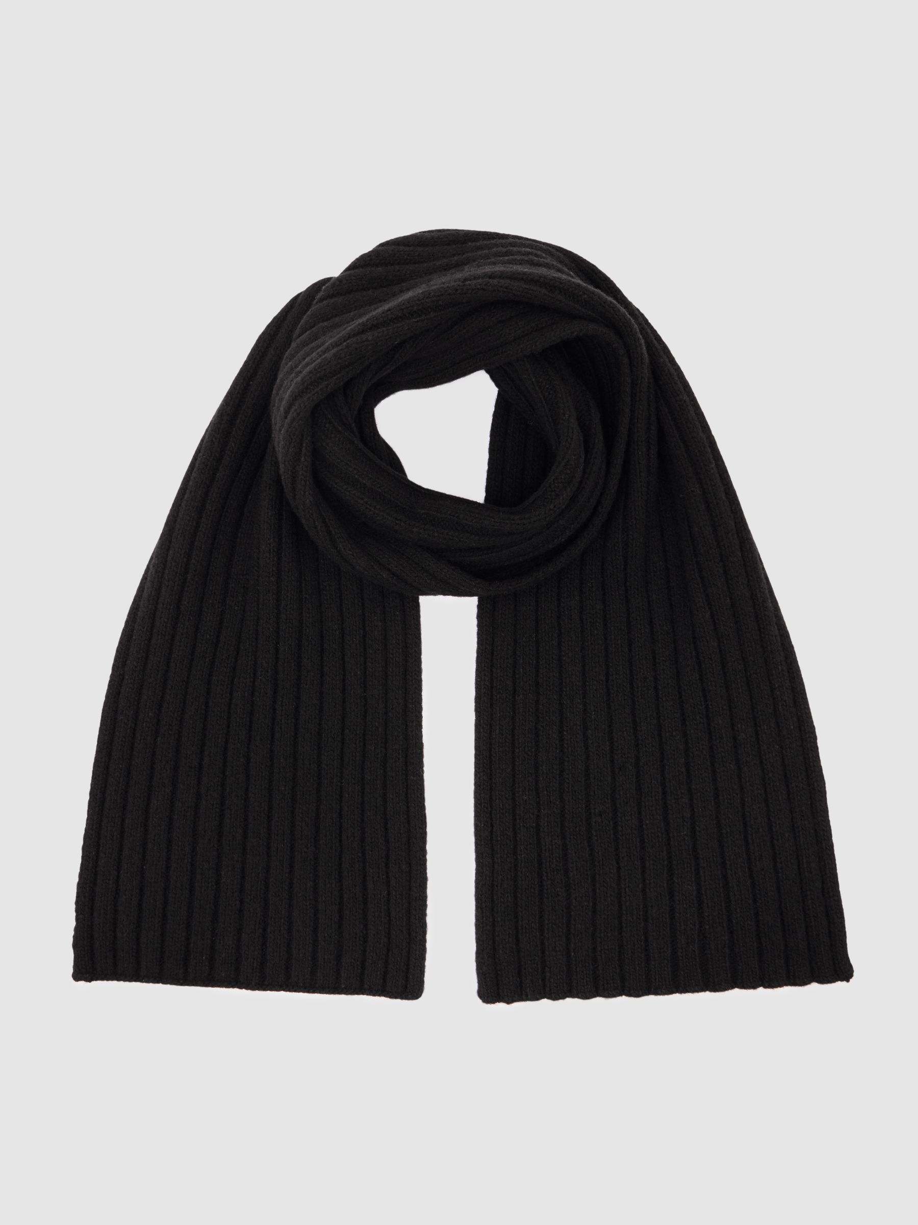 Wool-Blend Chunky-Rib Scarf in Black - image 4