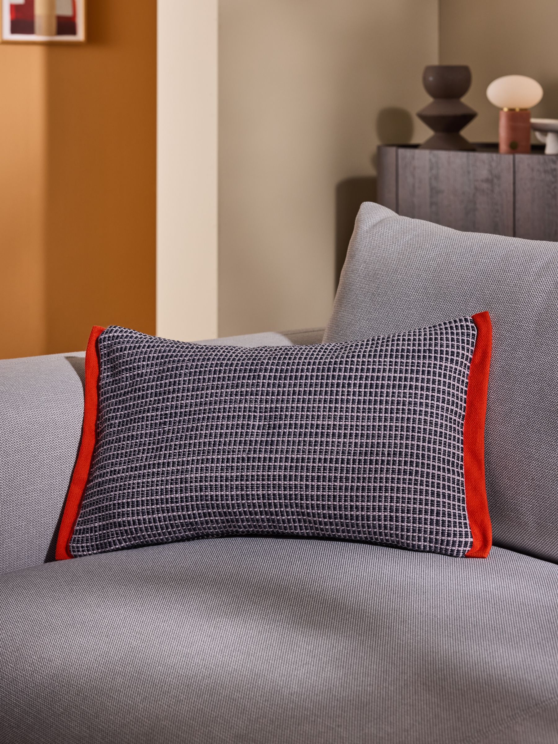 Cady Woven Textured Cushion in Blue - Image 1 of 4 Cady Woven Textured Cushion in Blue - Image 1 of 4