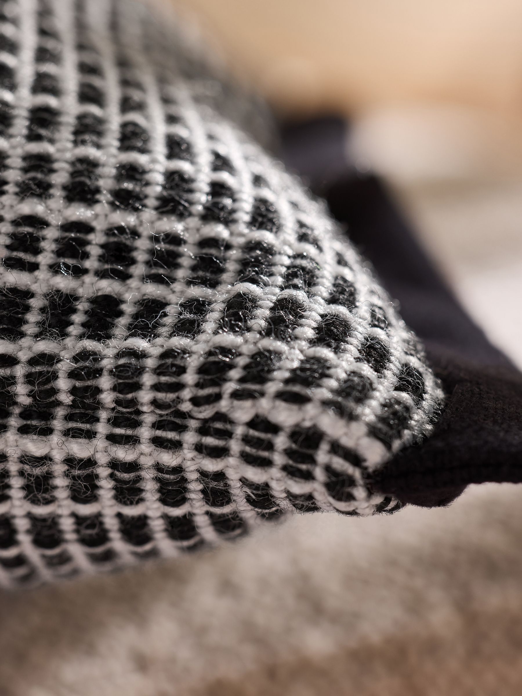 Cady Woven Textured Cushion in Black - Image 3 of 4