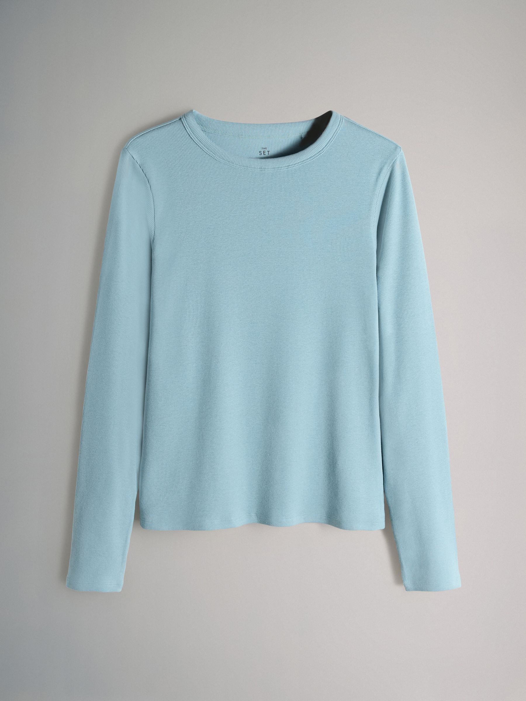 4 Pack Long Sleeve Ribbed T-Shirts Chocolate Brown/Light Blue/Stripe/White - Image 3 of 6