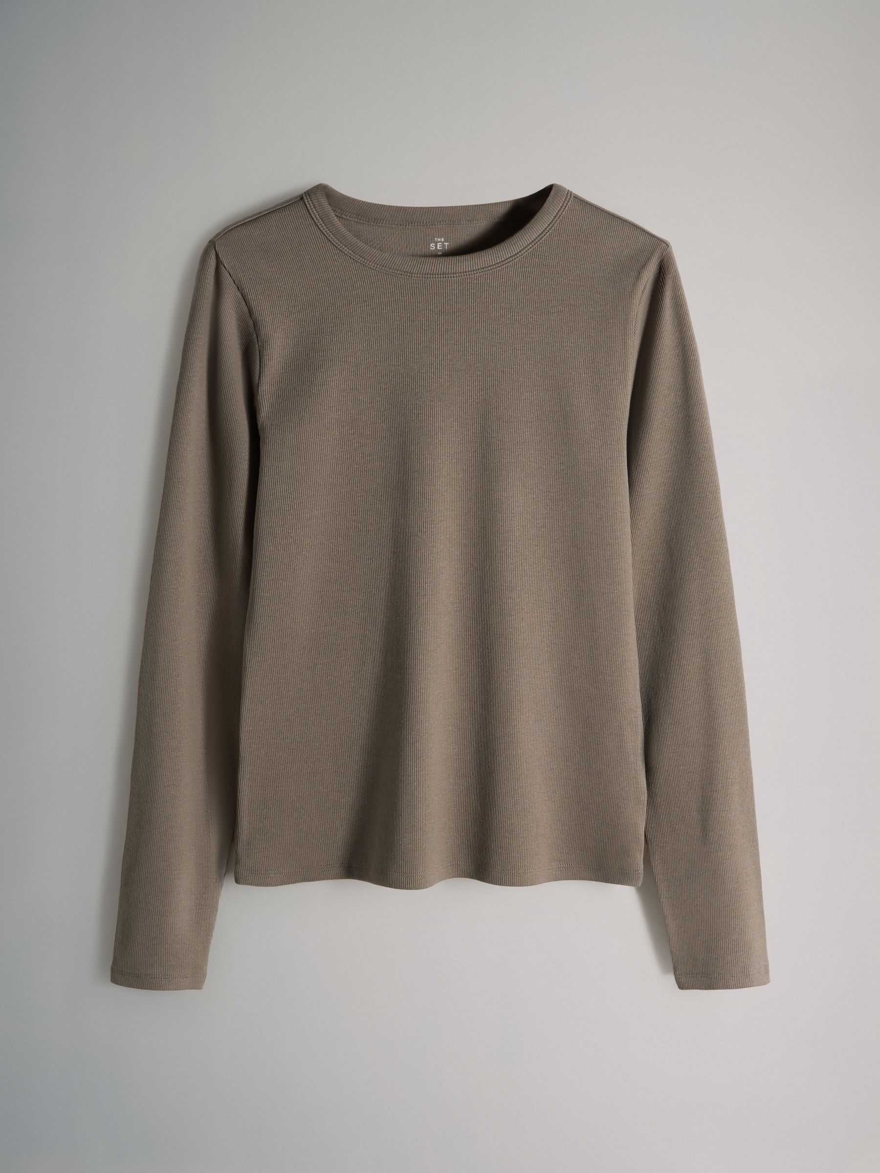 4 Pack Long Sleeve Ribbed T-Shirts Chocolate Brown/Light Blue/Stripe/White - Image 5 of 6