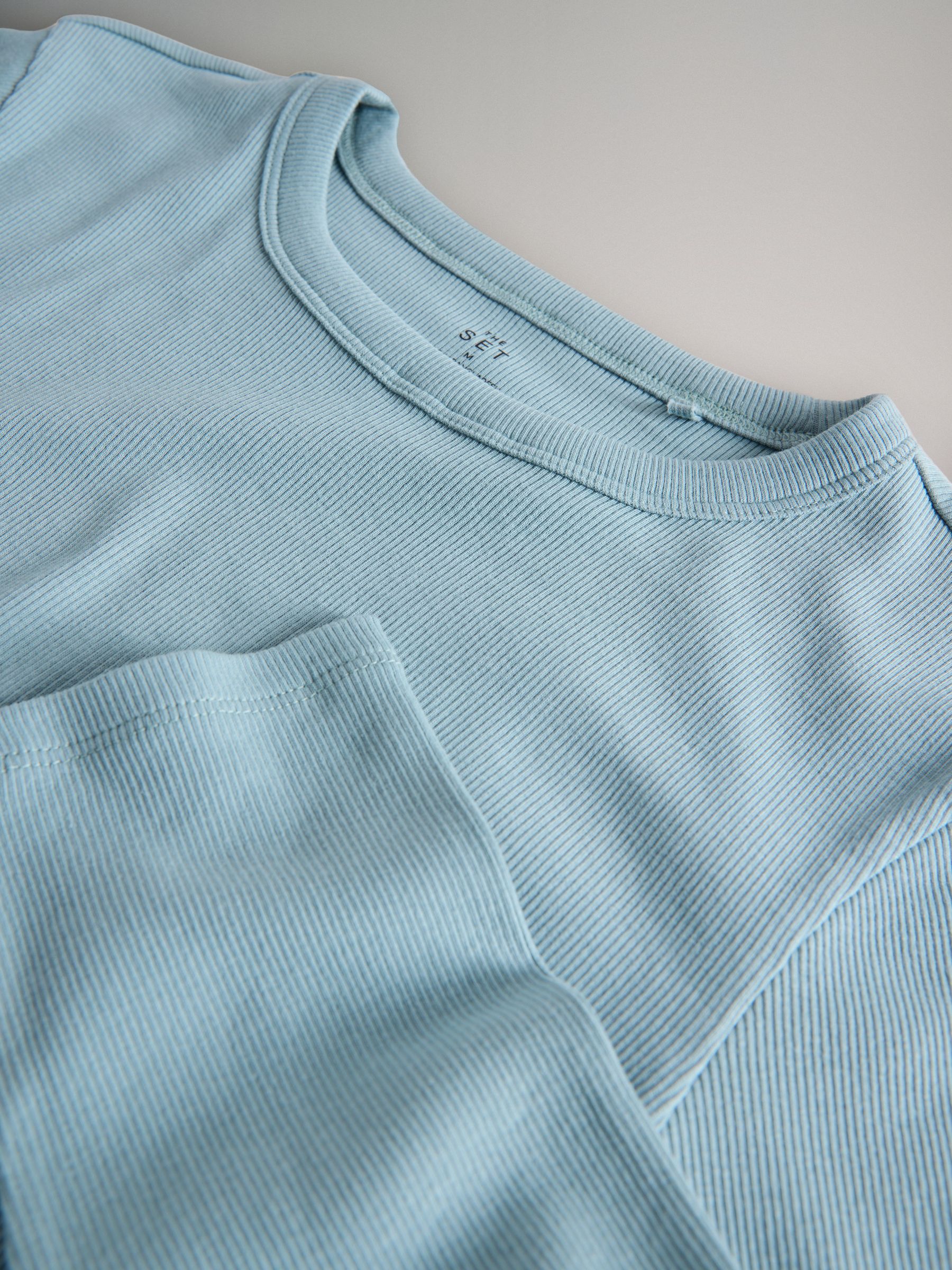 4 Pack Long Sleeve Ribbed T-Shirts Chocolate Brown/Light Blue/Stripe/White - Image 6 of 6