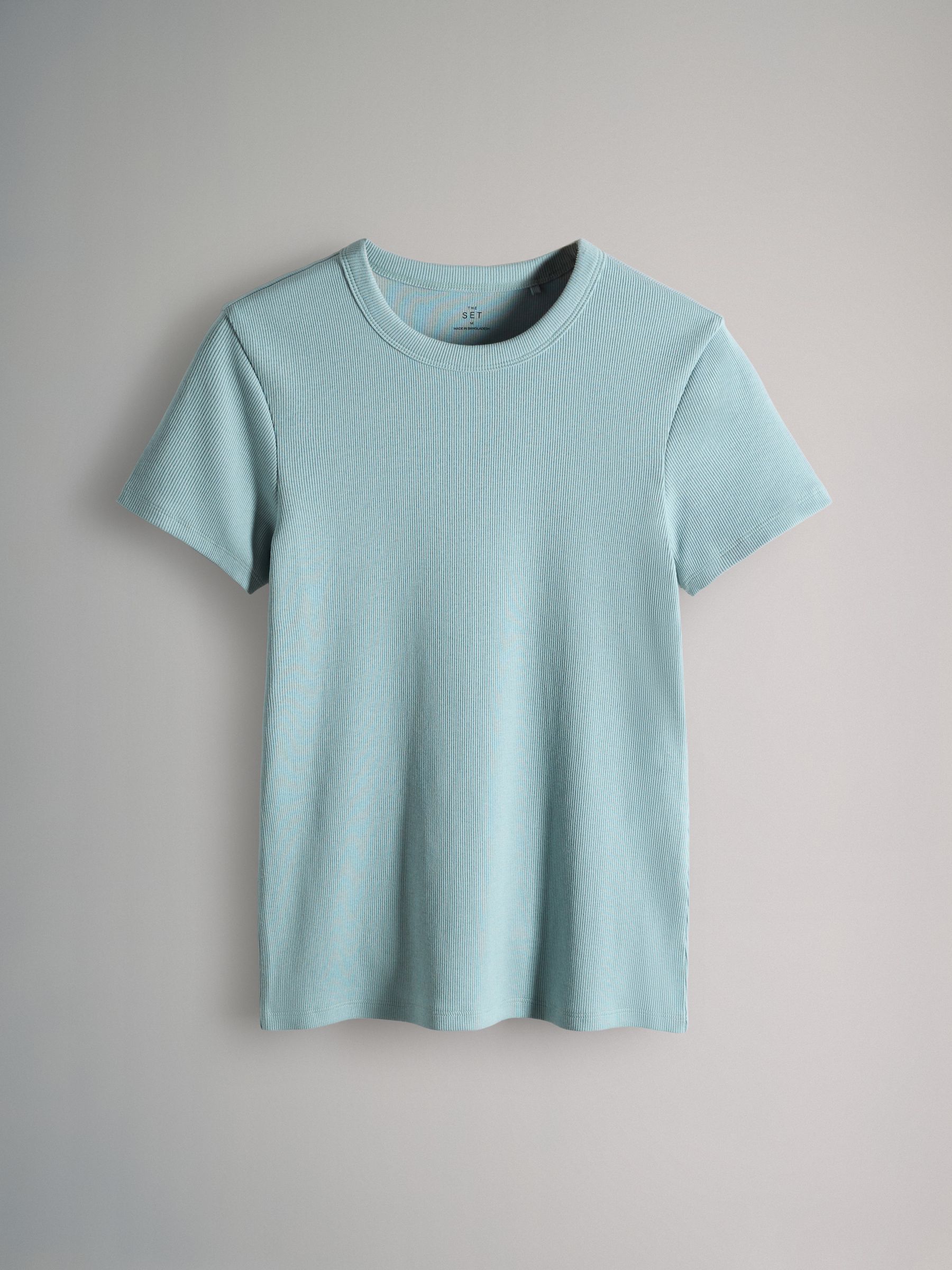 Taupe Brown/Light Brown/Blue/Light Blue/Cream 5 Pack Short Sleeve Ribbed T-Shirts - Image 4 of 6