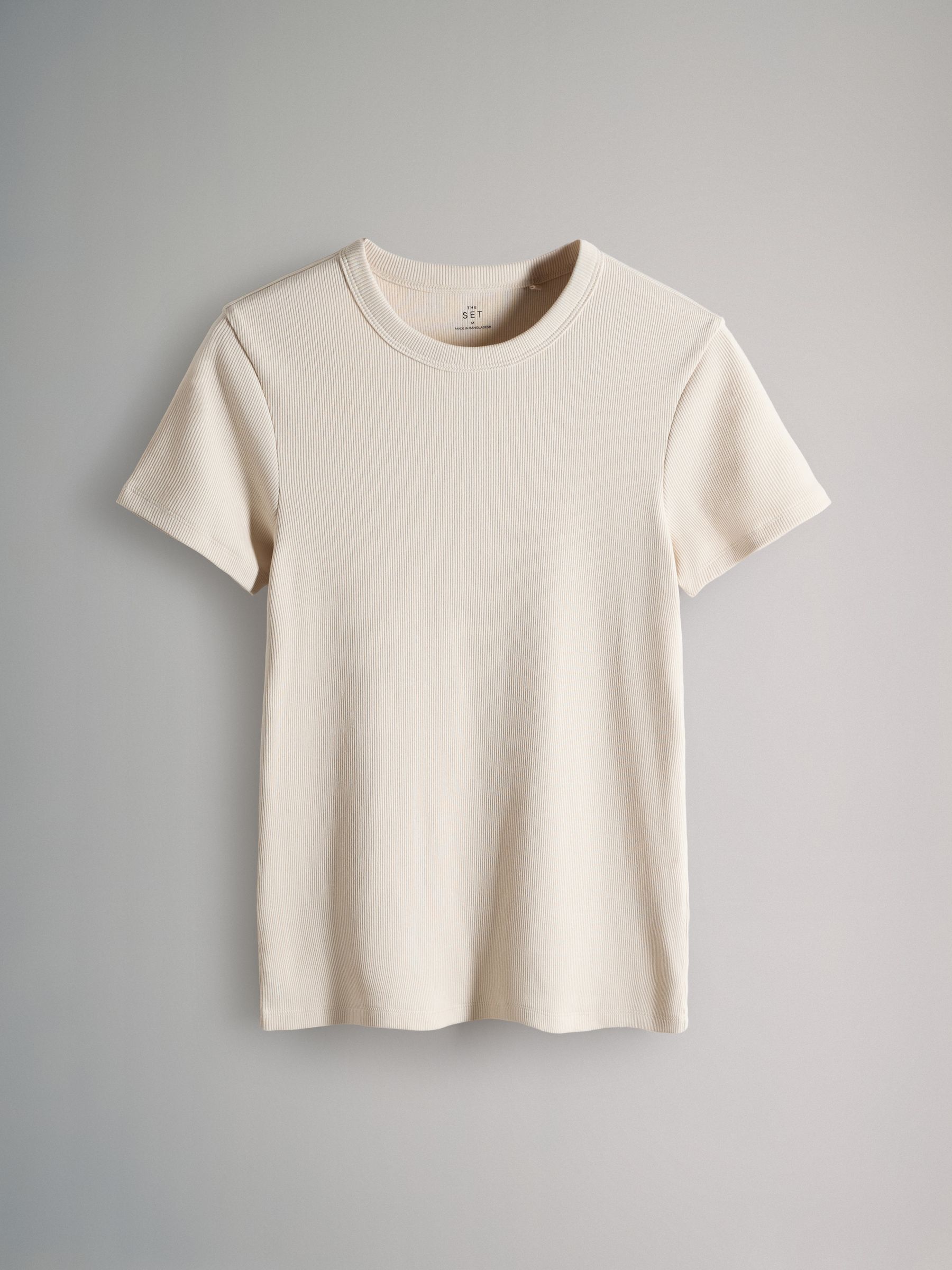 Taupe Brown/Light Brown/Blue/Light Blue/Cream 5 Pack Short Sleeve Ribbed T-Shirts - Image 5 of 6