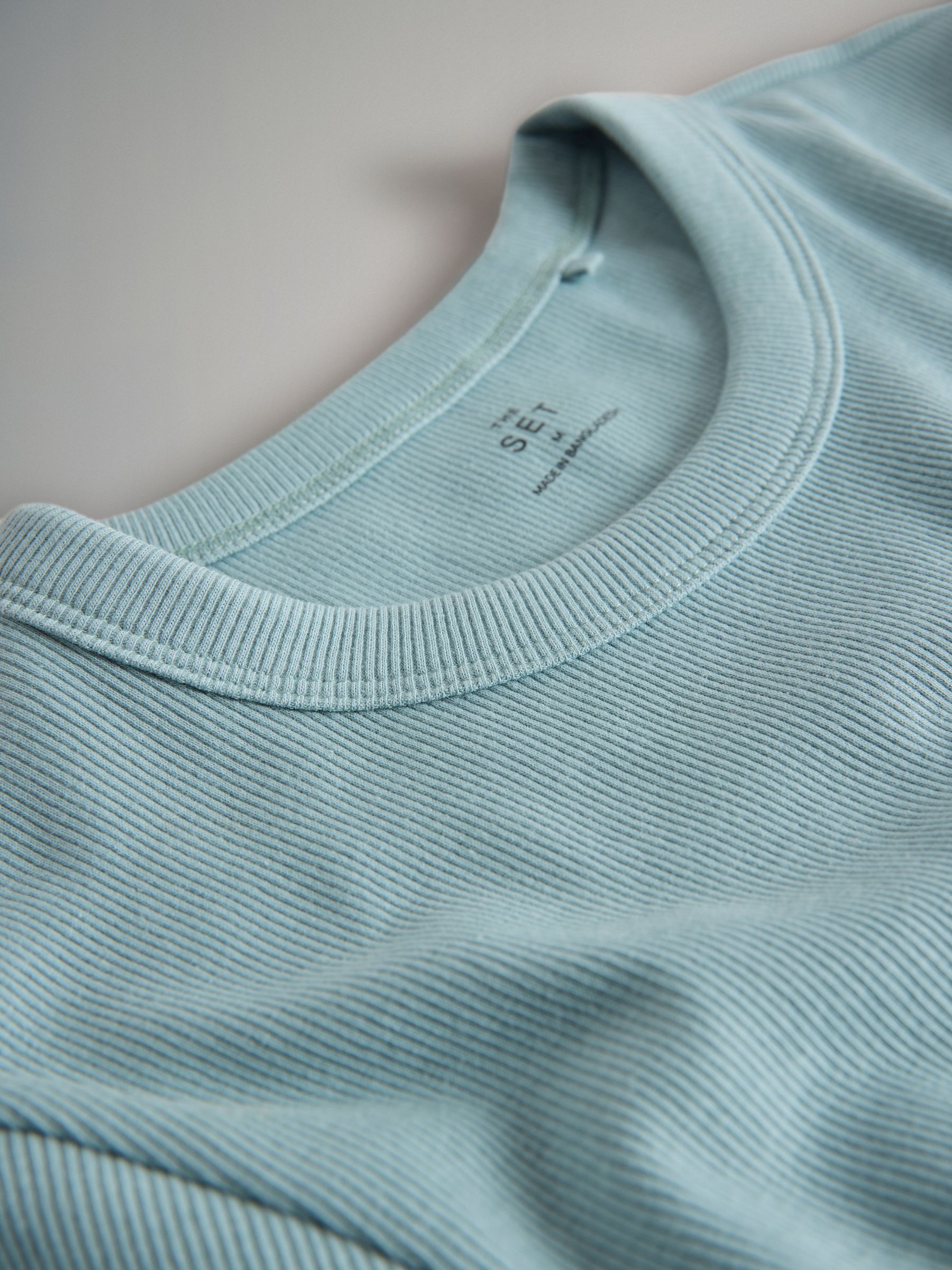 Taupe Brown/Light Brown/Blue/Light Blue/Cream 5 Pack Short Sleeve Ribbed T-Shirts - Image 6 of 6