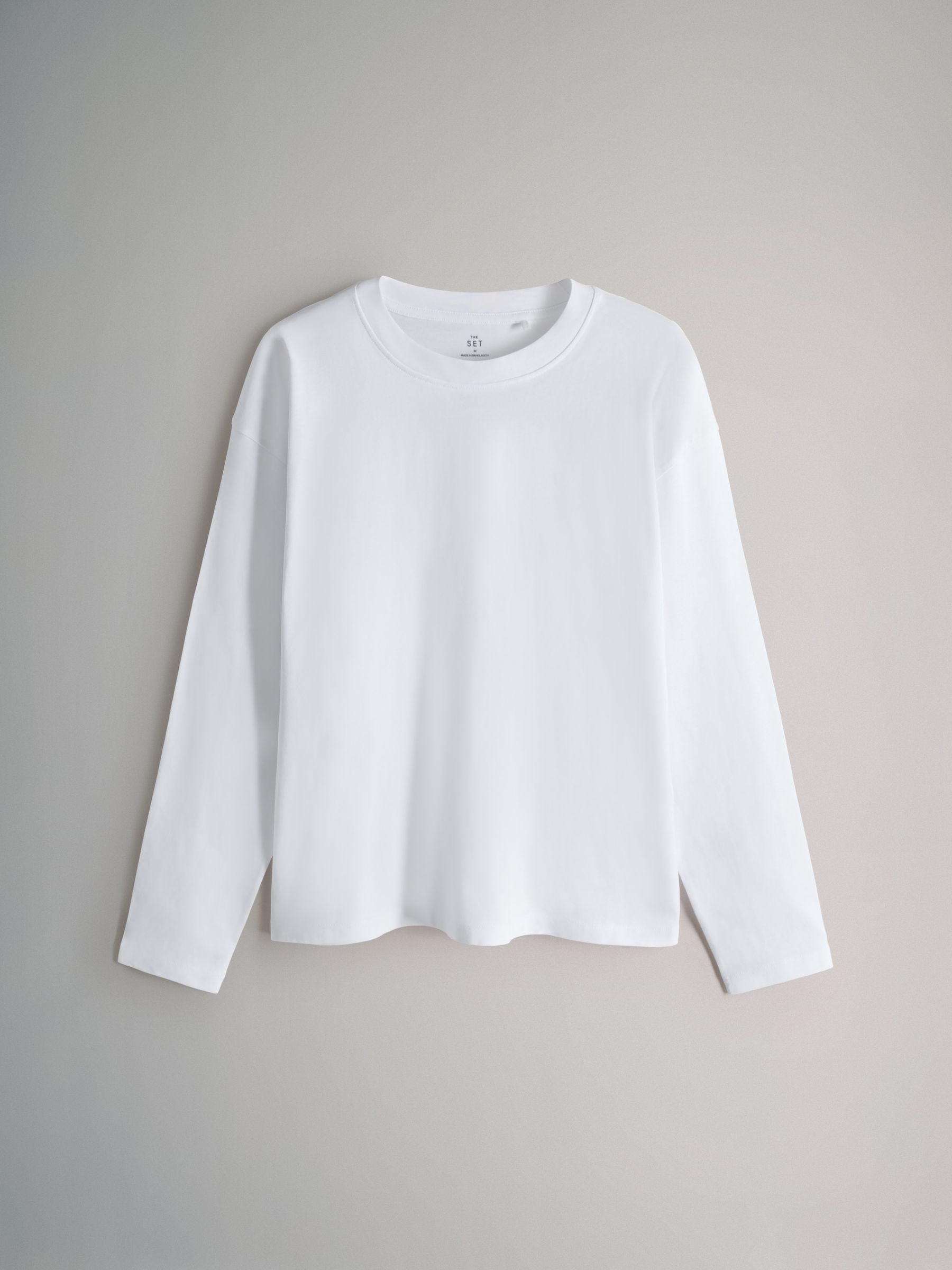 4 Pack 100% Cotton Relaxed Long Sleeve T-Shirts Black/Grey/White/Stripe Relaxed Fit - Image 2 of 6