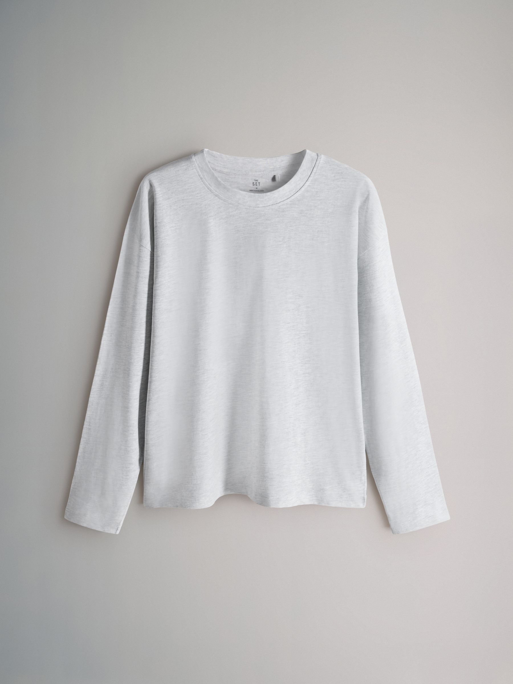 4 Pack 100% Cotton Relaxed Long Sleeve T-Shirts Black/Grey/White/Stripe Relaxed Fit - Image 4 of 6