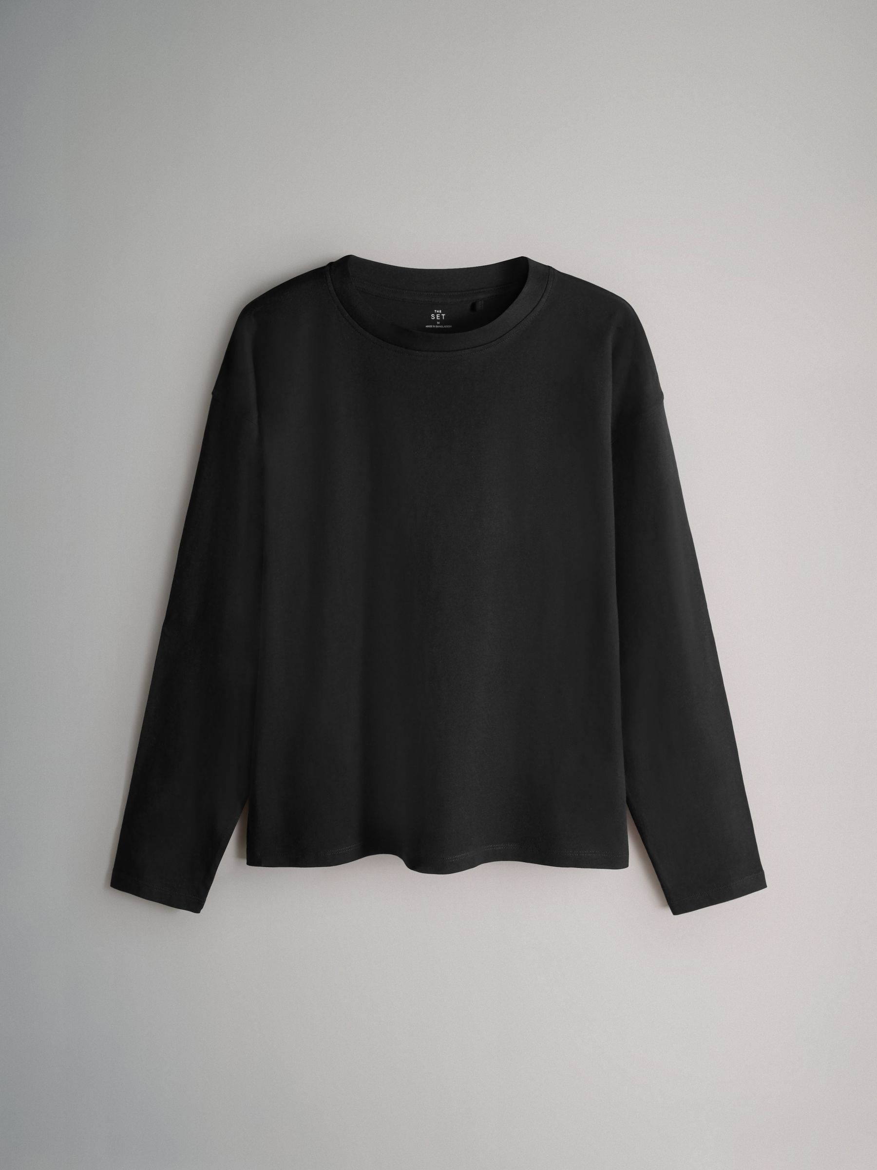 4 Pack 100% Cotton Relaxed Long Sleeve T-Shirts Black/Grey/White/Stripe Relaxed Fit - Image 5 of 6